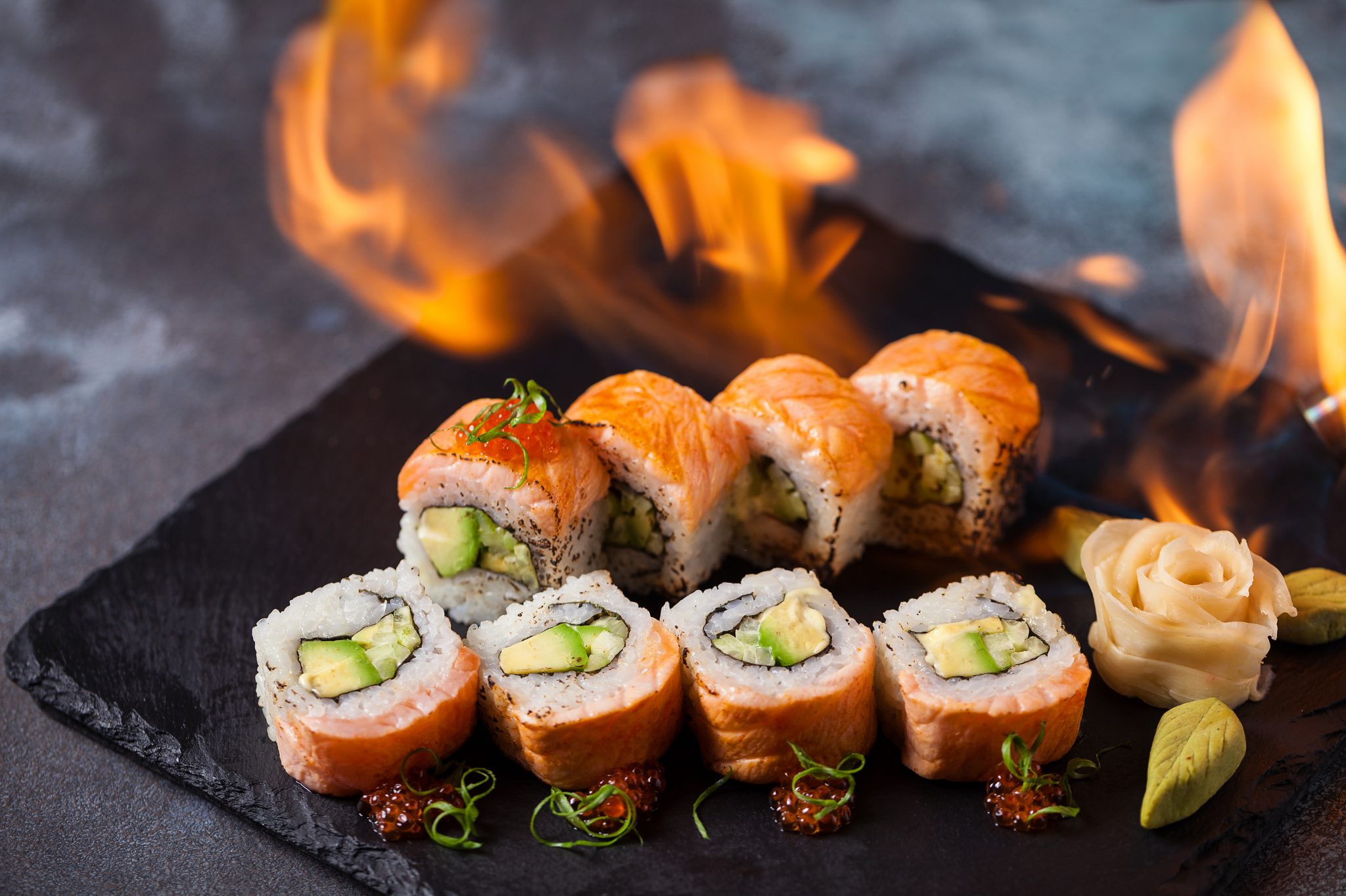 Fish Flame Rice Seafood Sushi 2048x1365