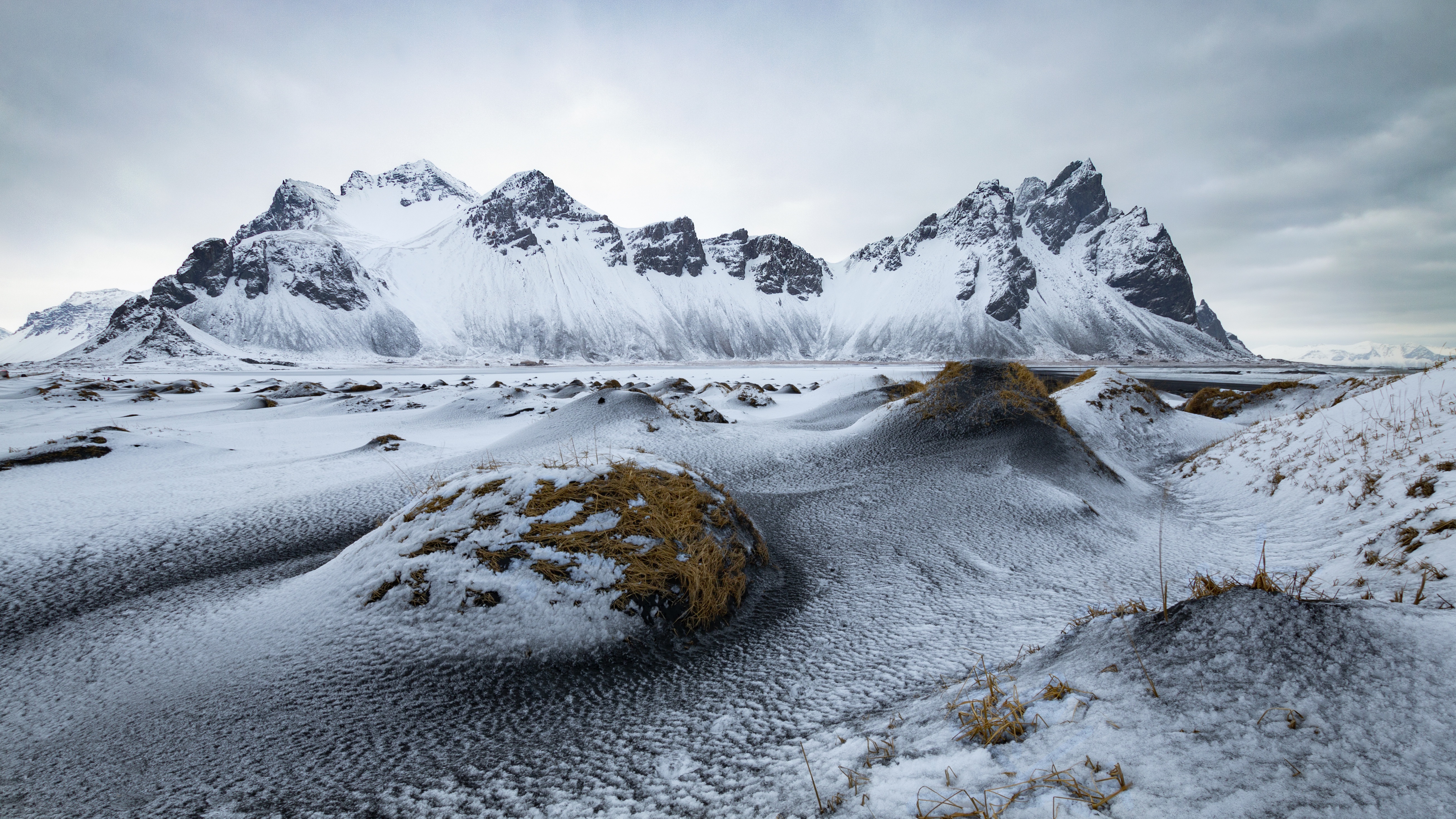 Iceland Rock Snow Winter 5230x2942
