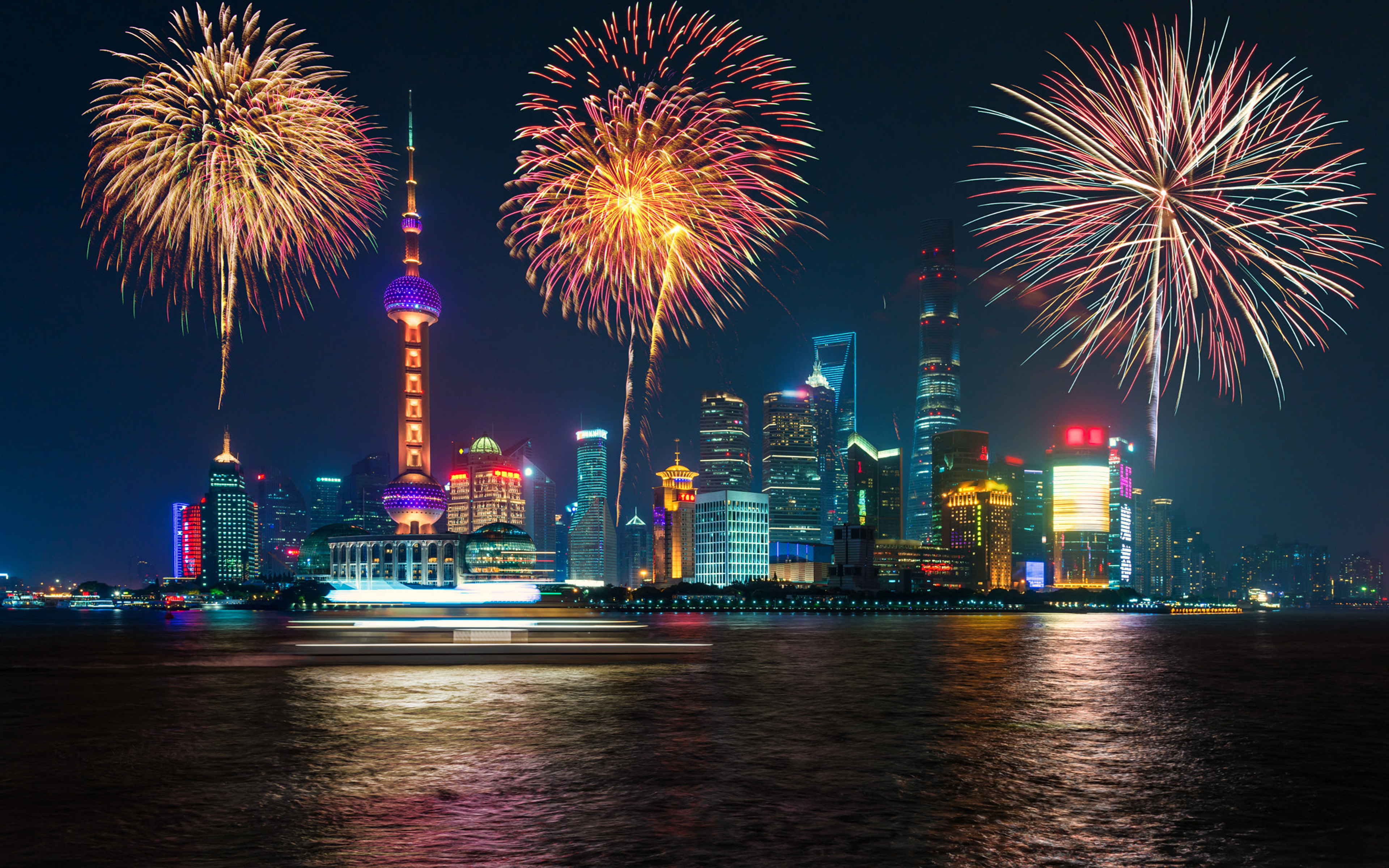 City Fireworks Shanghai 3840x2400