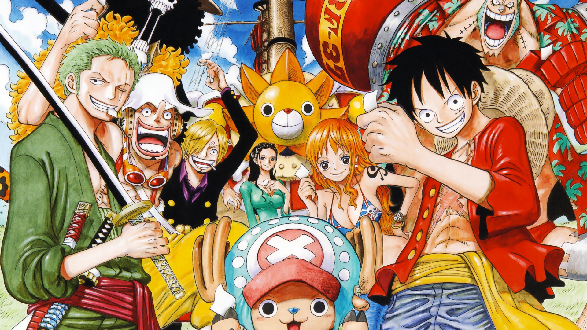 Brook One Piece Franky One Piece Monkey D Luffy Nami One Piece Nico Robin One Piece Roronoa Zoro San 1920x1080