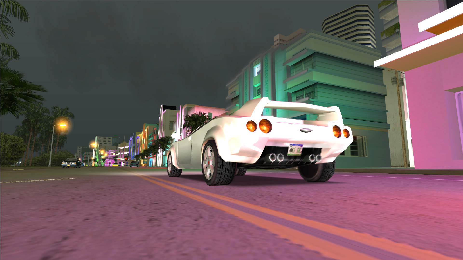Grand Theft Auto Vice City Lamborghini Lamborghini Diablo Miami Miami Beach Neon Lights 1920x1080