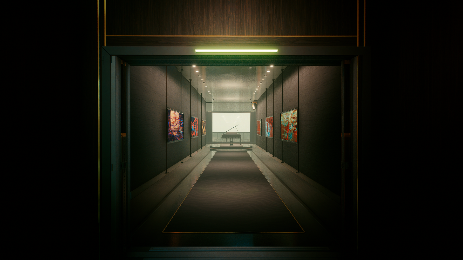 Room Hallway Cyberpunk 2077 Piano 1920x1080