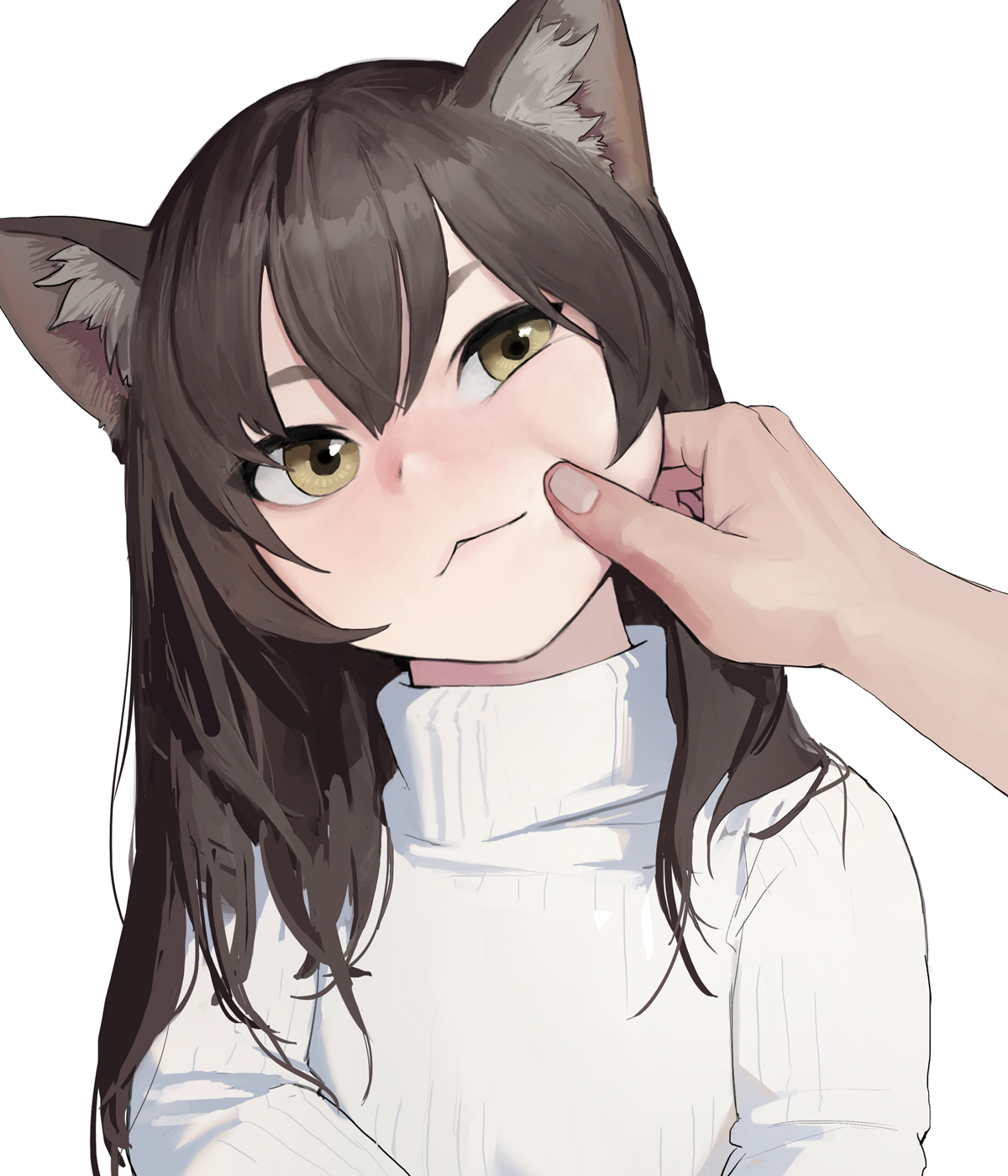 Anime Anime Girls Digital Art Artwork 2D Portrait Display Vertical Cat Girl White Sweater Brunette O 1200x1400