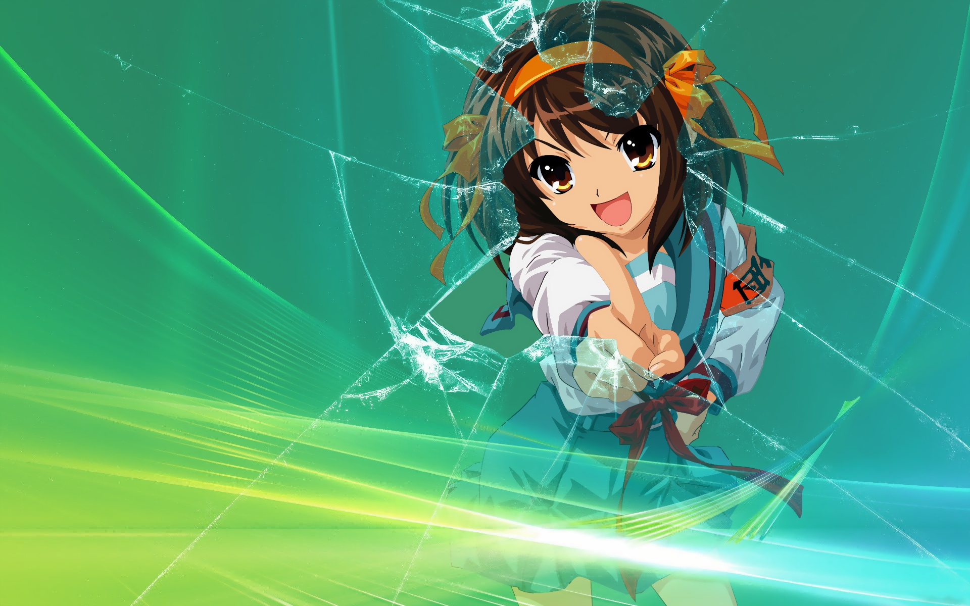 Brown Eyes Brown Hair Haruhi Suzumiya School Uniform Short Hair Skirt 1920x1200