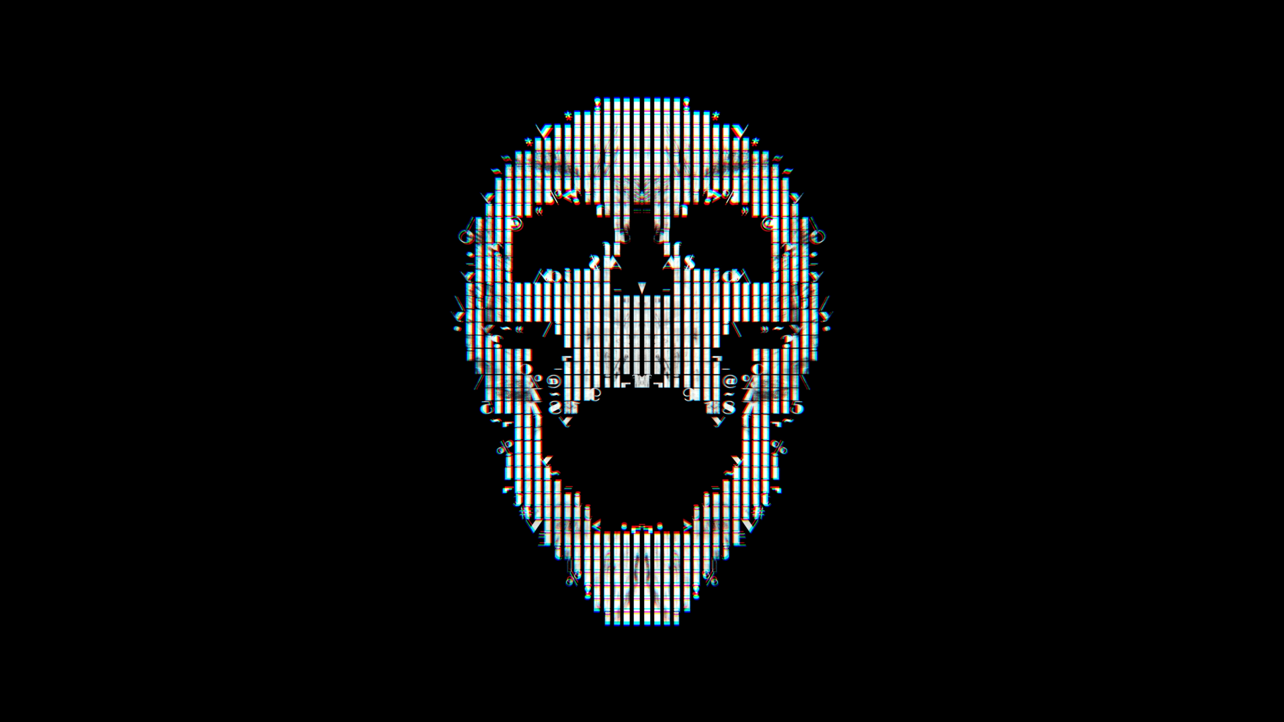 Glitch Art Skull Dark 2560x1440
