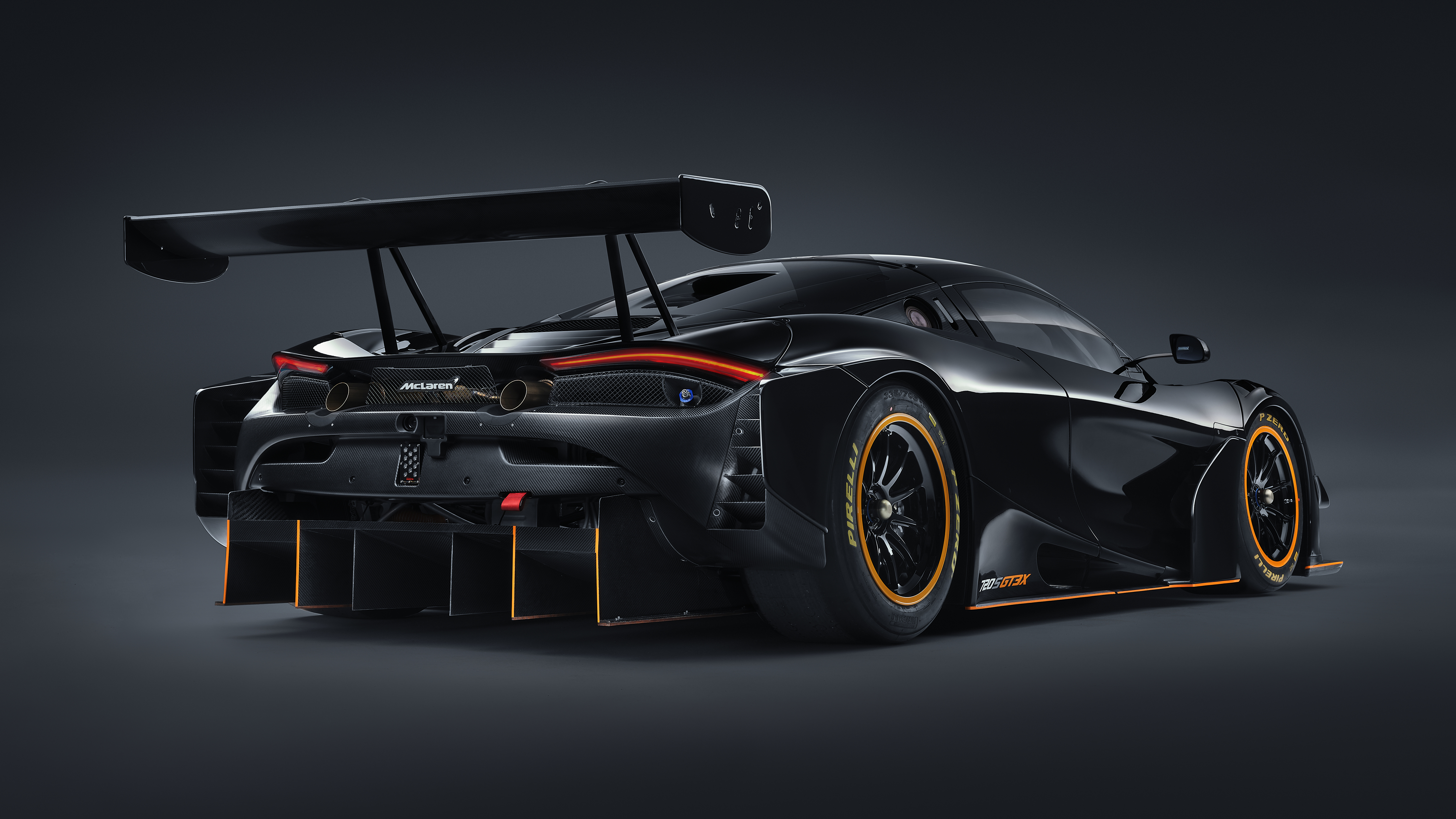 McLaren 720S McLaren Supercars Car Vehicle Black Cars Race Cars Gray Background 5120x2880