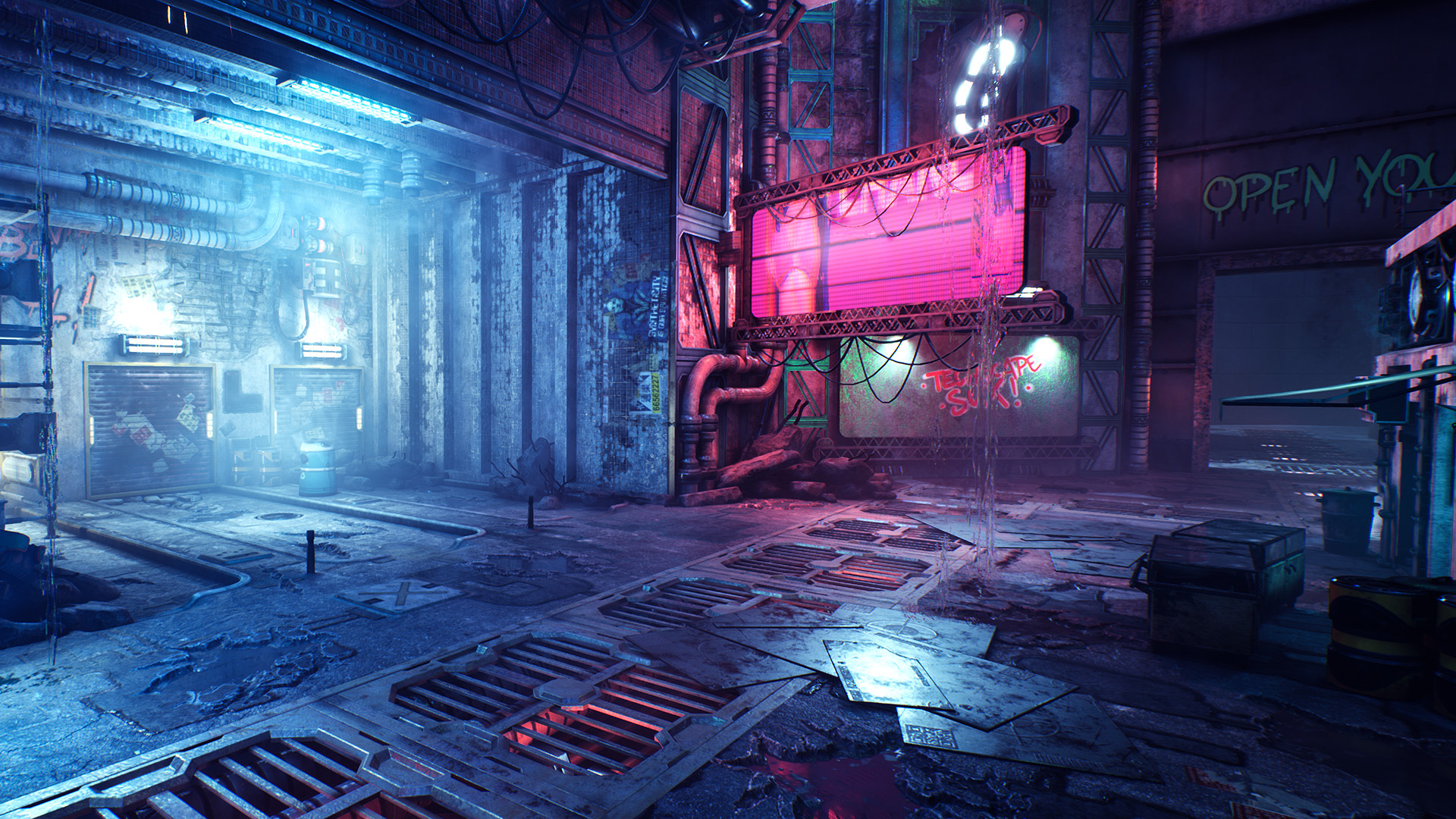 Video Games Screen Shot Ghostrunner Cyberpunk Science Fiction Neon Neon Lights 1920x1080