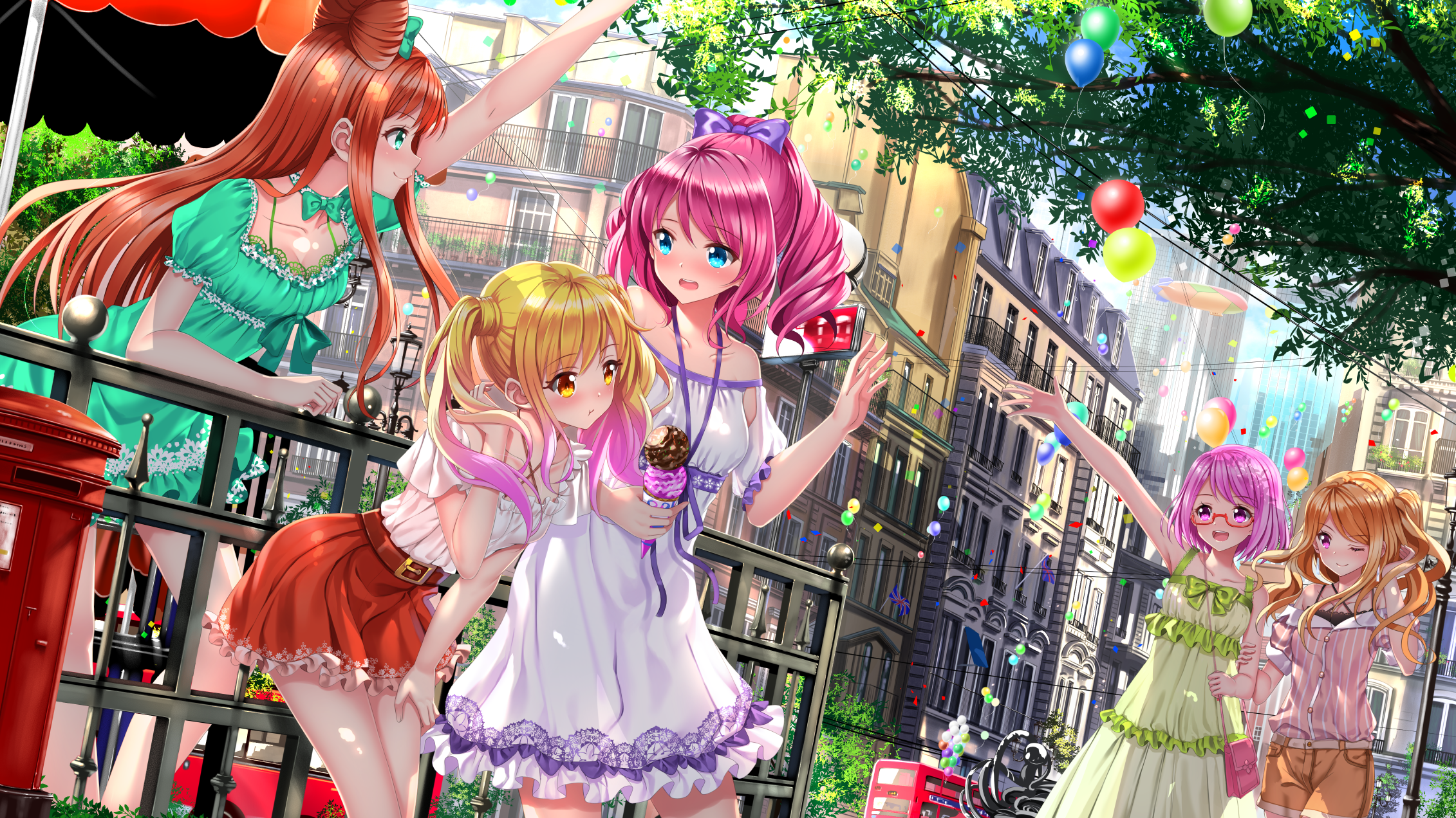 Anime Girls Colorful Dress Smiling Blushing Skirt Shorts Swordsouls Aikatsu 2262x1272
