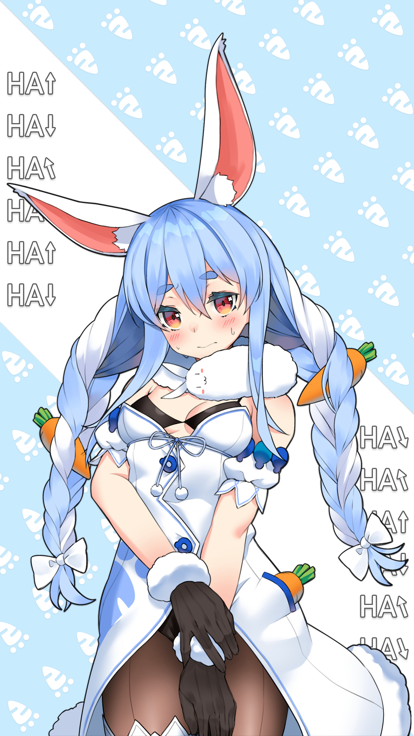 Usada Pekora VTubers Virtual Youtuber Bunny Girl Bunny Ears Hololive Digital Art Carrot Anime Anime  1440x2560