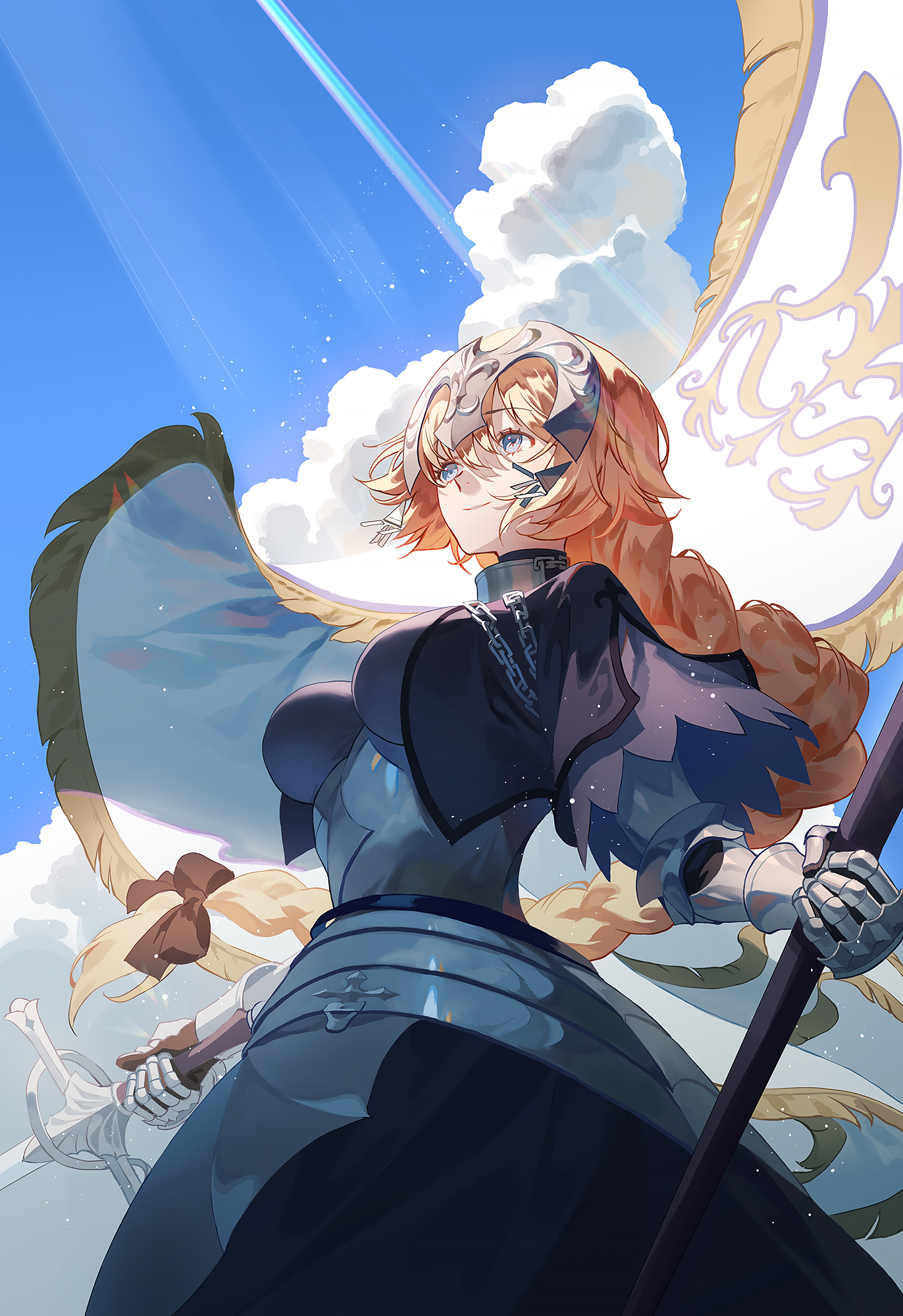 Anime Girls Anime Fate Series Fate Apocrypha FGO Low Angle Female Warrior Armored Woman Long Hair Bl 1372x2000