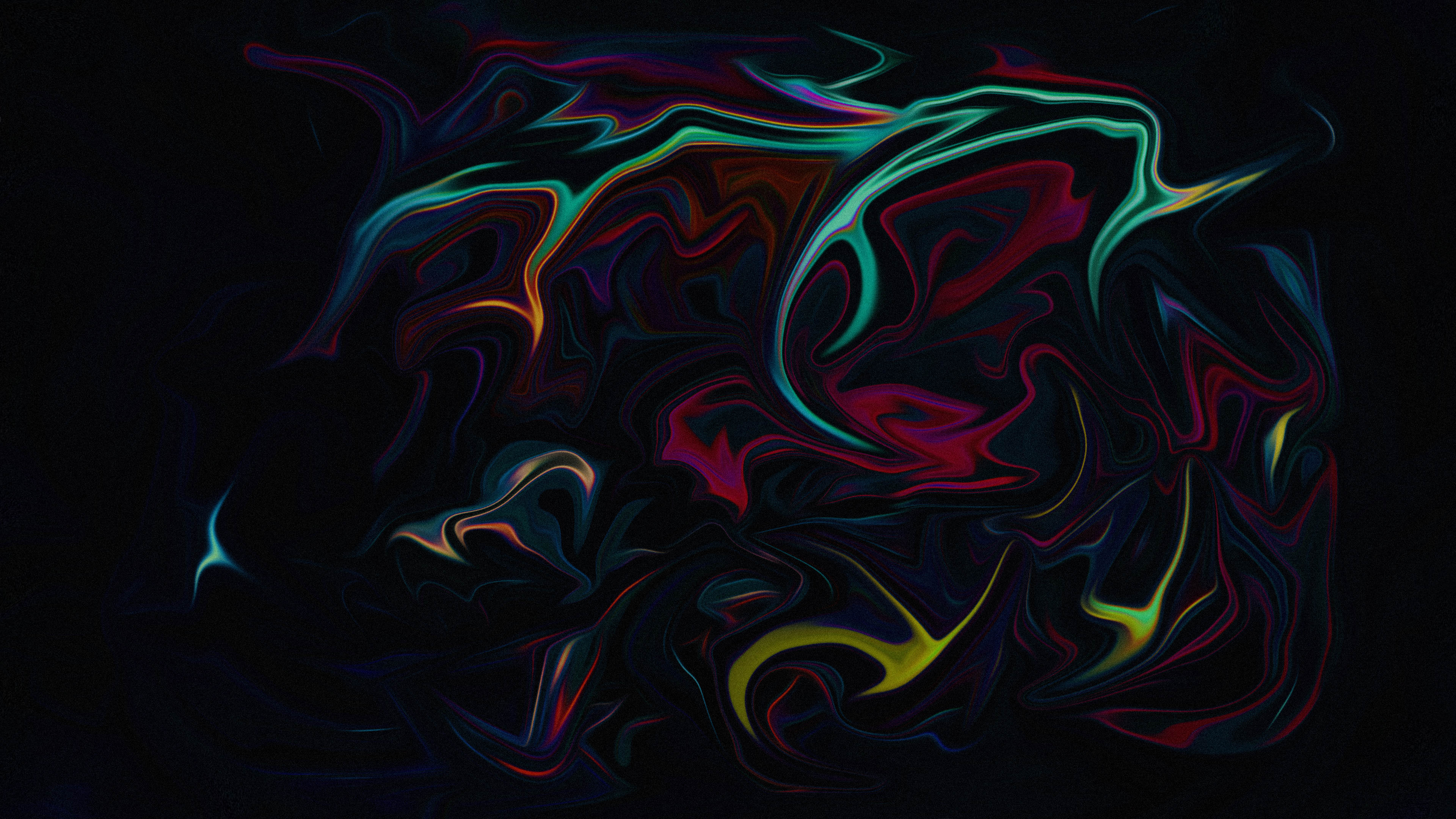 Abstract Fluid Liquid Dark Interference Black Colorful Digital Art Artwork 3840x2160