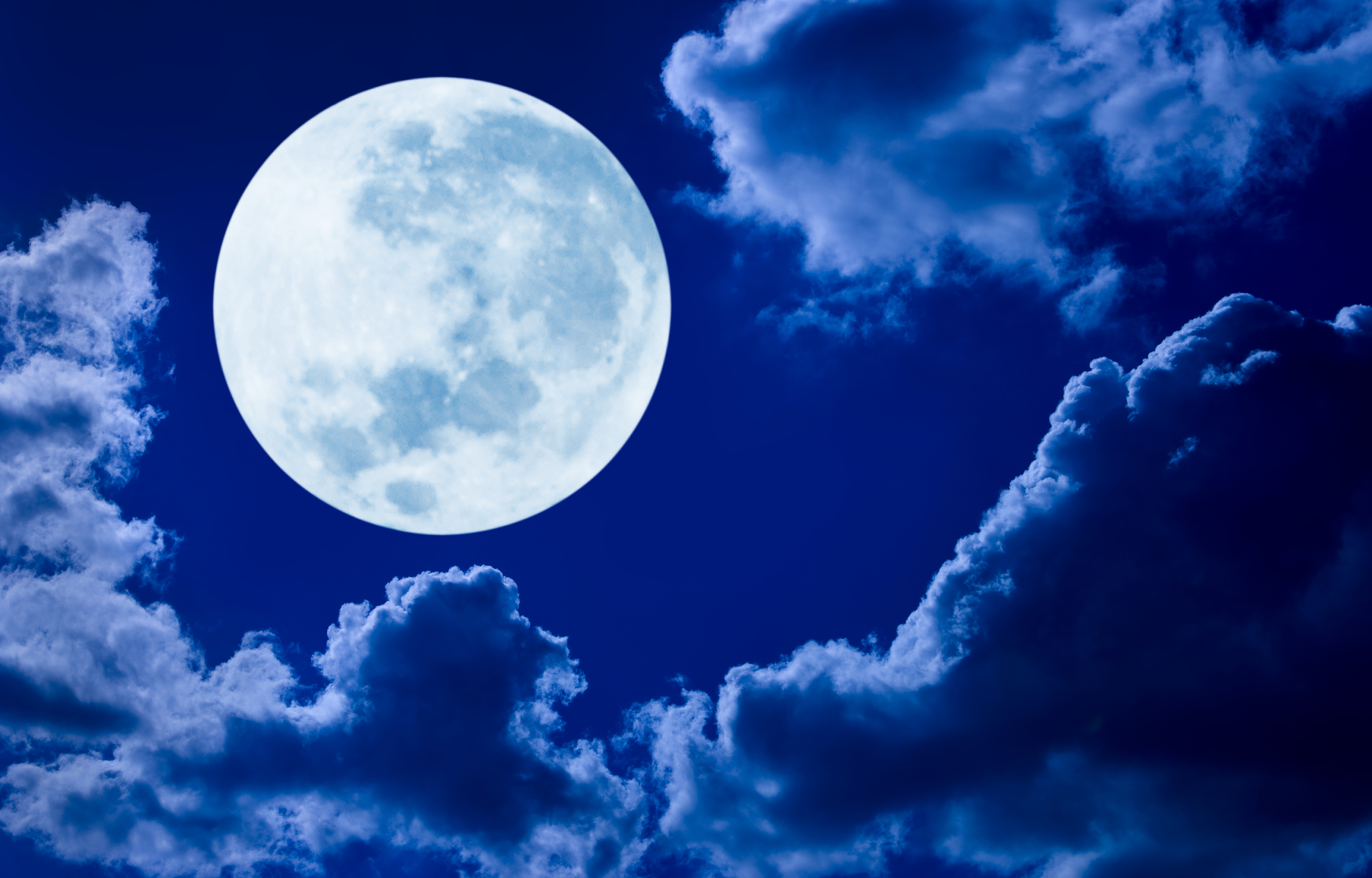Blue Cloud Earth Moon Night 5000x3201