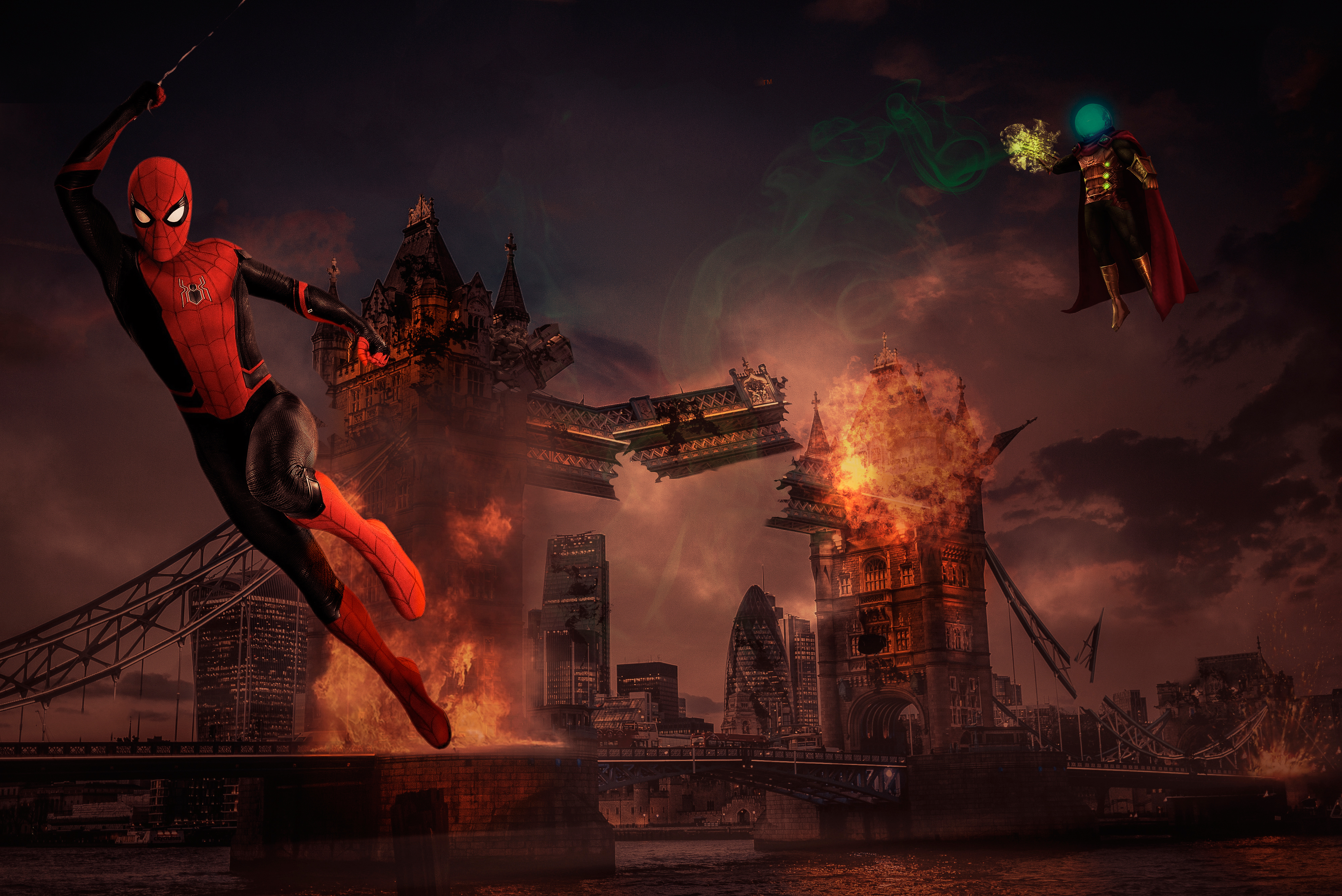 Mysterio Marvel Comics Spider Man Spider Man Far From Home Tower Bridge 4000x2672