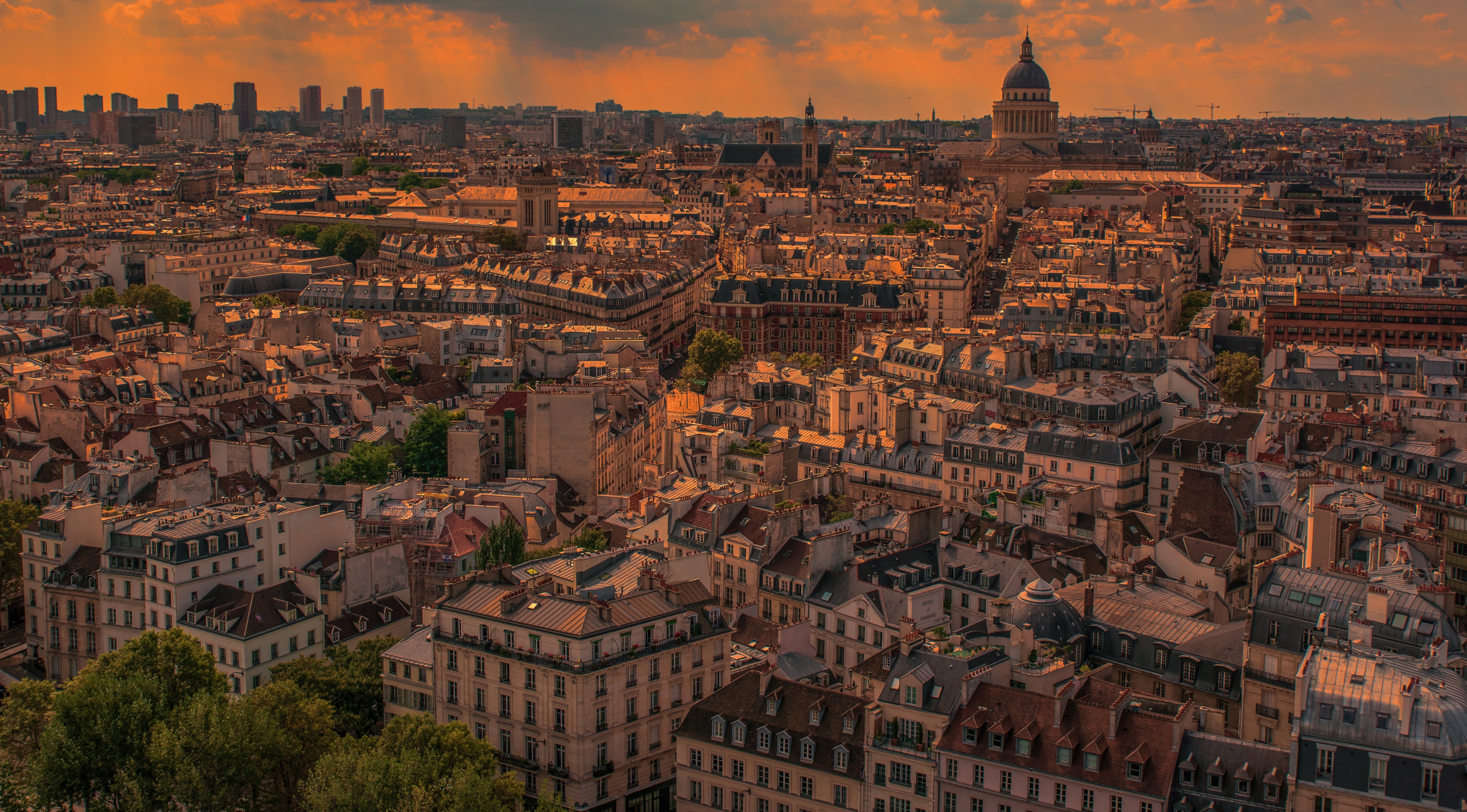 City Cityscape France Paris Sunset 5120x2836