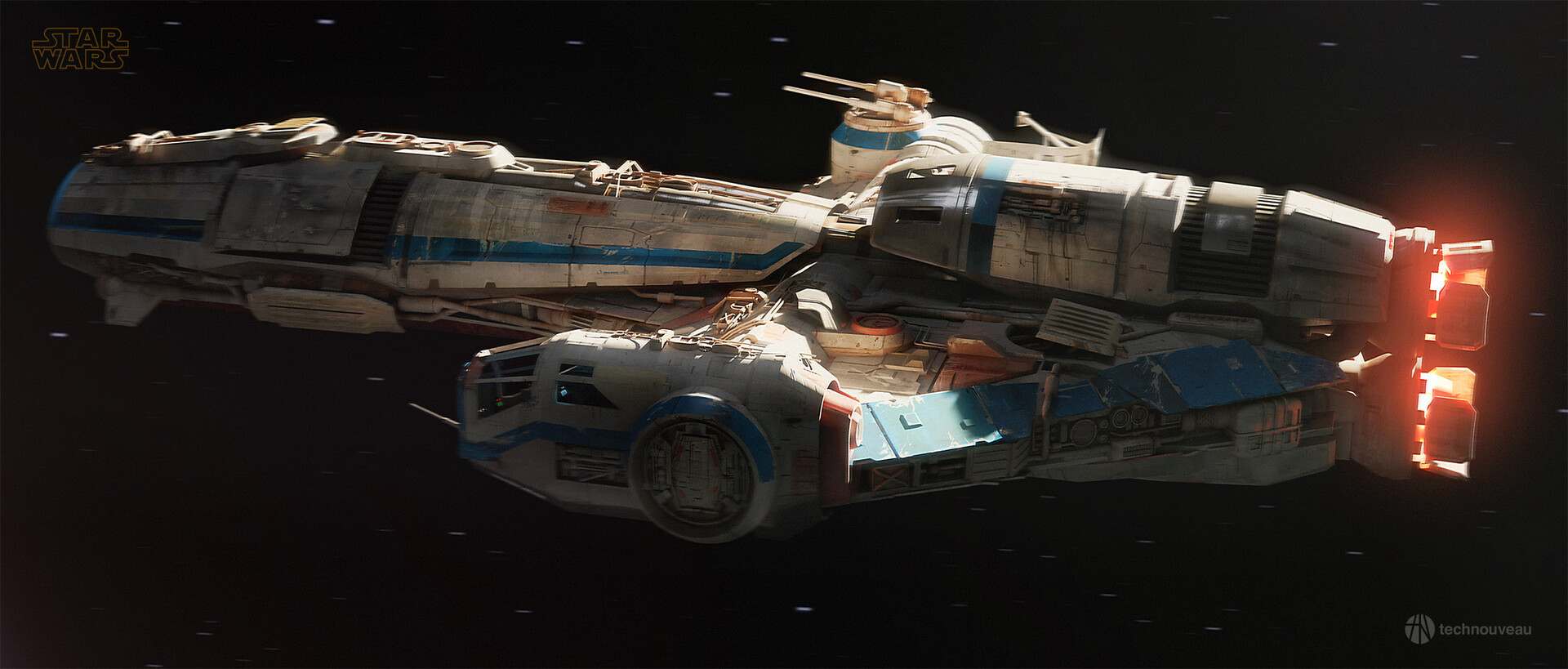 Corellian Tanker Star Wars 3D Render CGi Science Fiction Spaceship ArtStation 1920x819