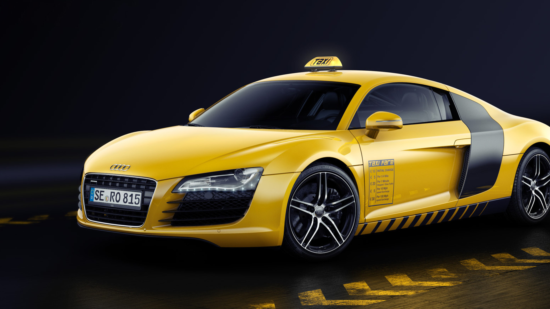 Audi R8 Coupe Sport Car Taxi Yellow Car 1920x1080
