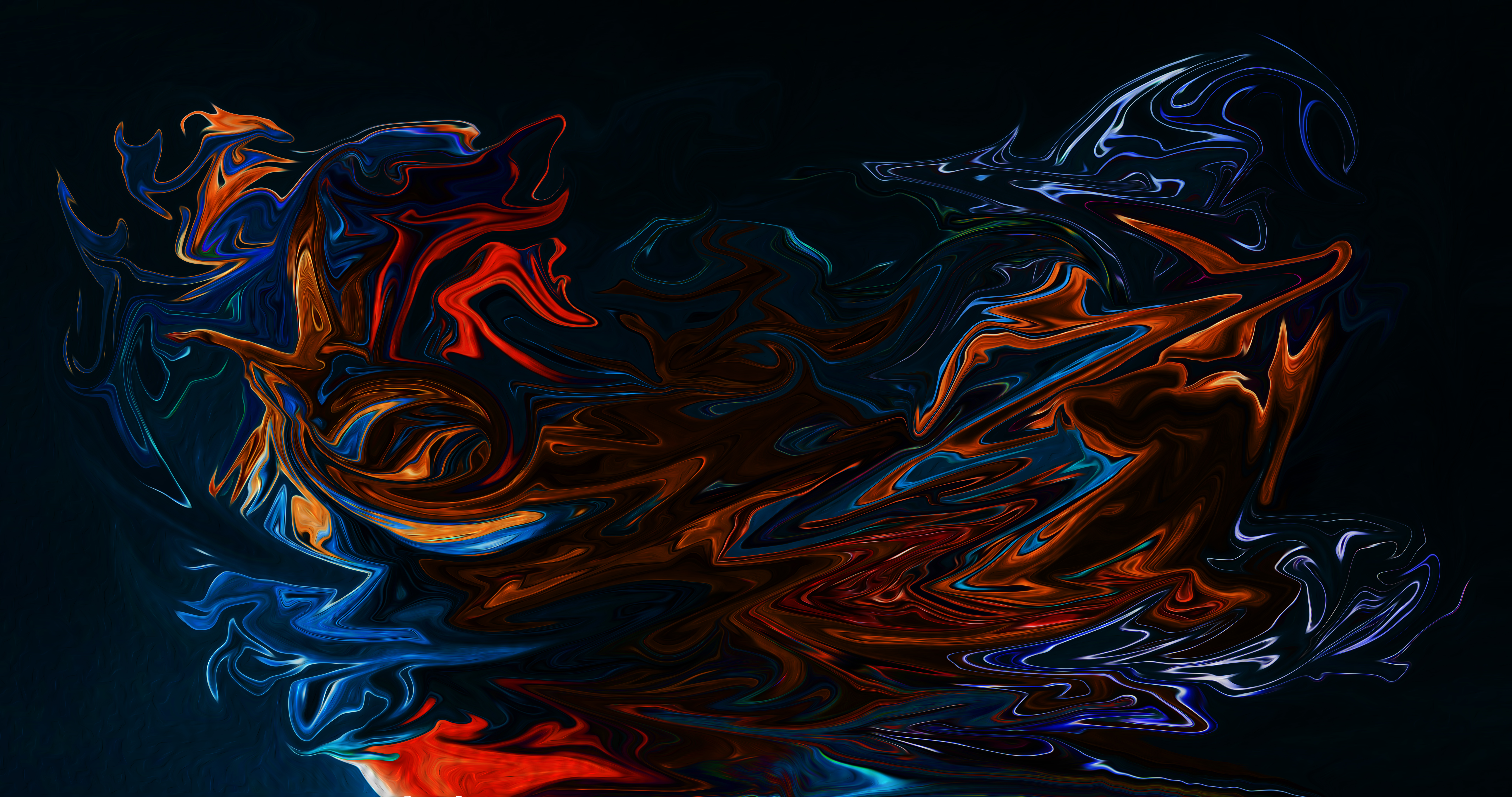 Abstract Fluid Liquid Dark Black Background Colorful Artwork Digital Art Oil Painting Paint Splash P 8192x4320