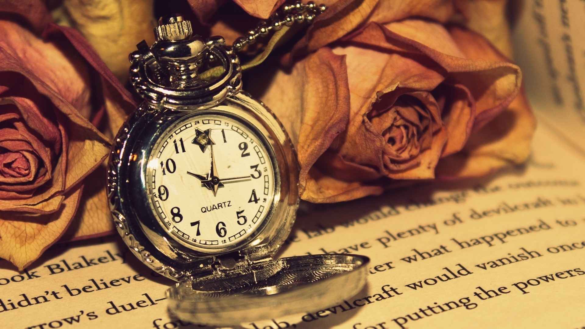 Antique Flower Pocket Watch Rose Watch 1920x1080