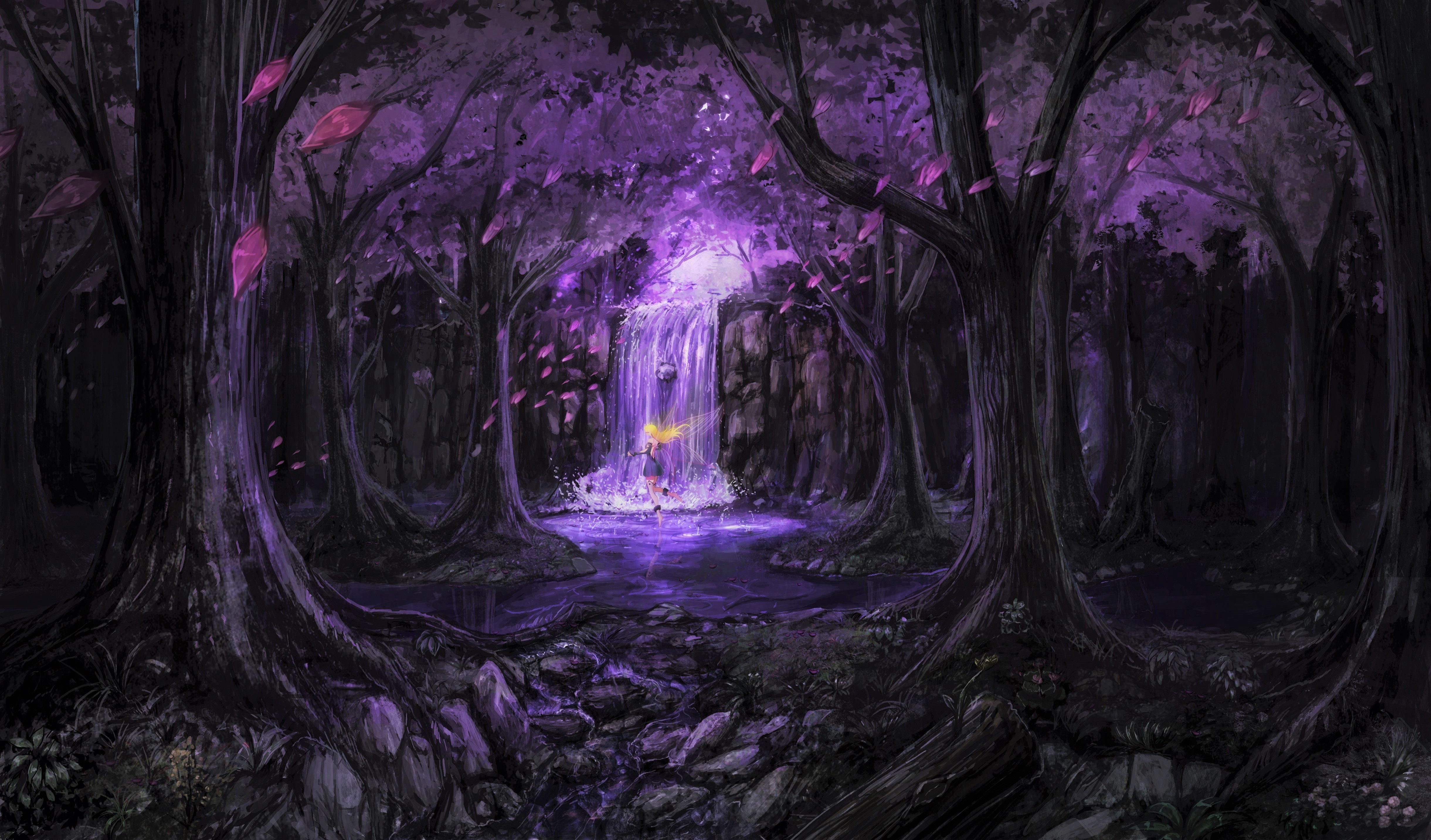 Blonde Fairy Forest Magical Purple Tree 4881x2865