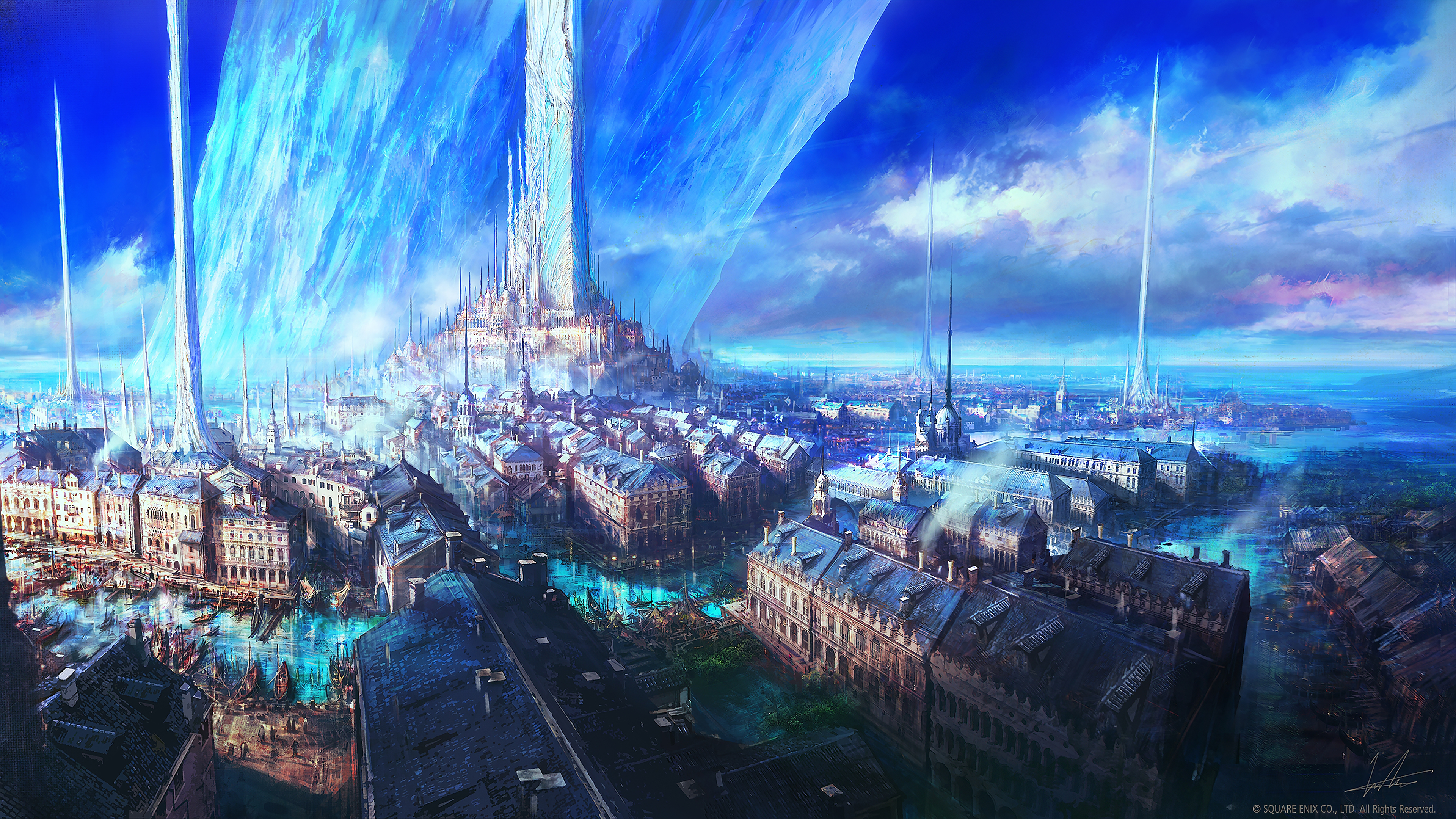 Video Games Final Fantasy XVi Crystal Castle Sky River Boat Video Game Art Digital Art 3840x2160