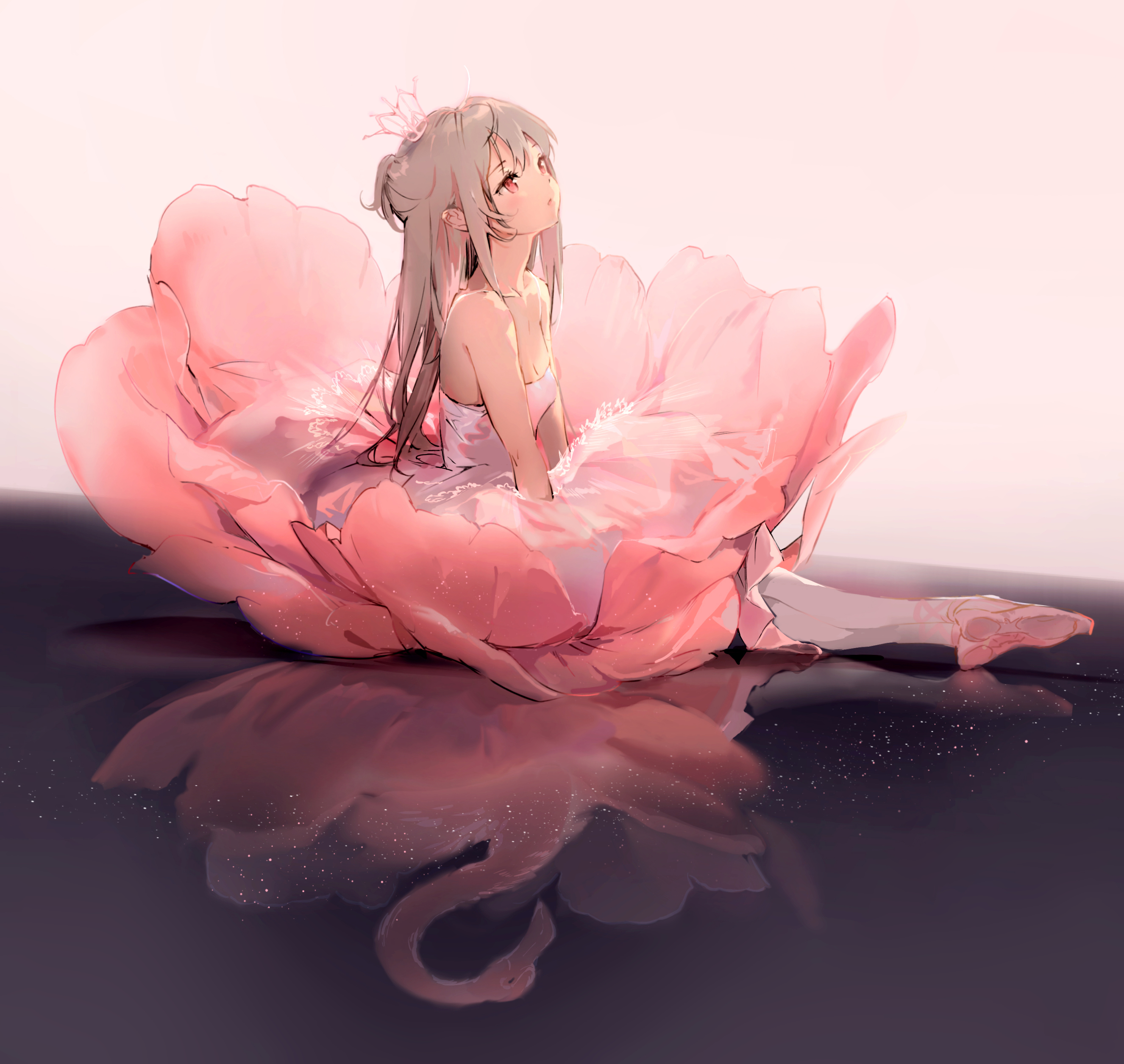 Anime Anime Girls Digital Art Artwork 2D Portrait Anmi Ballet Ballerina Reflection Swan Grey Hair Re 2652x2512