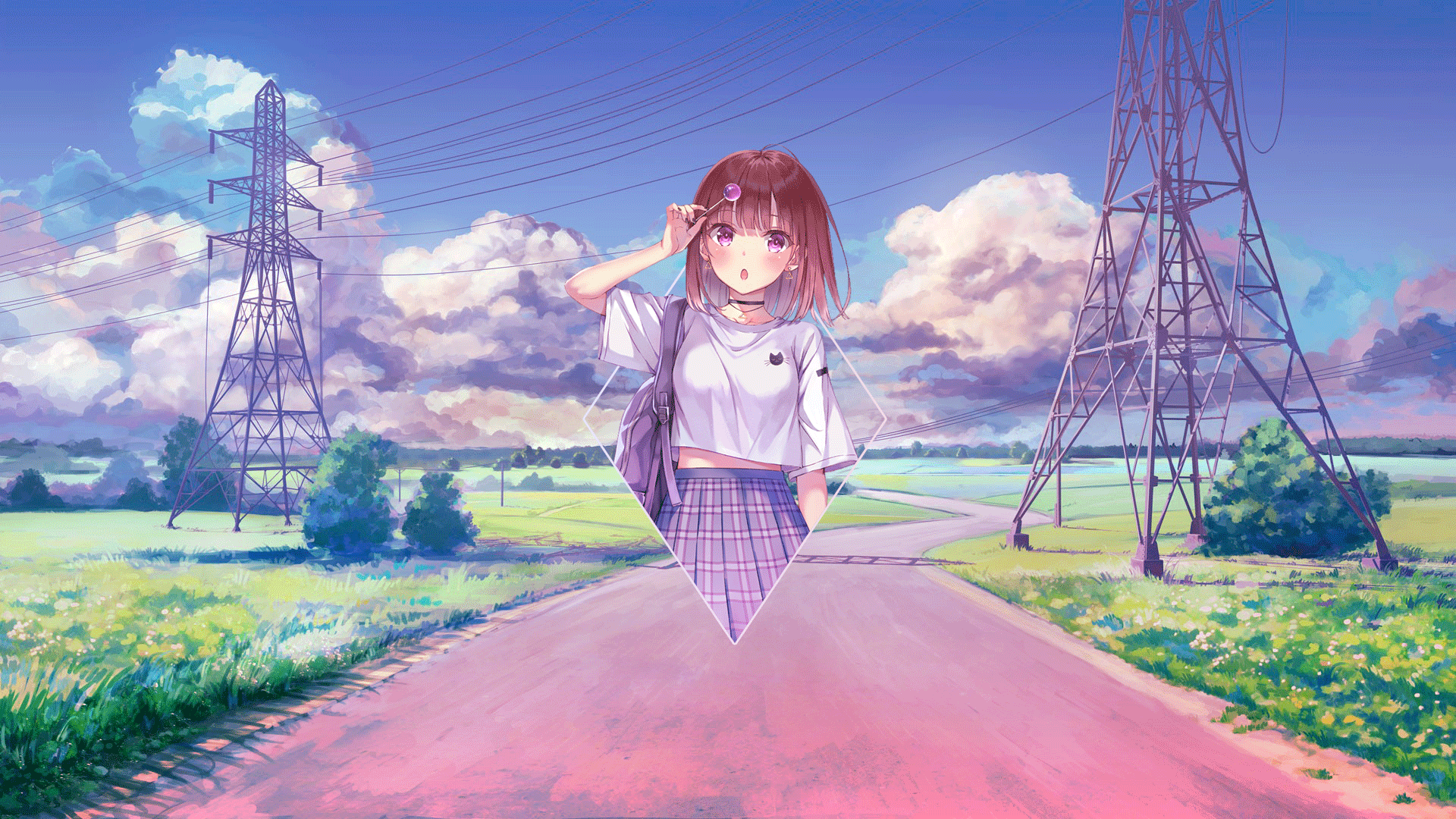 Anime Anime Girls Picture In Picture Photoshop Digital Art Platinum Conception Wallpapers Schoolgirl 1920x1080