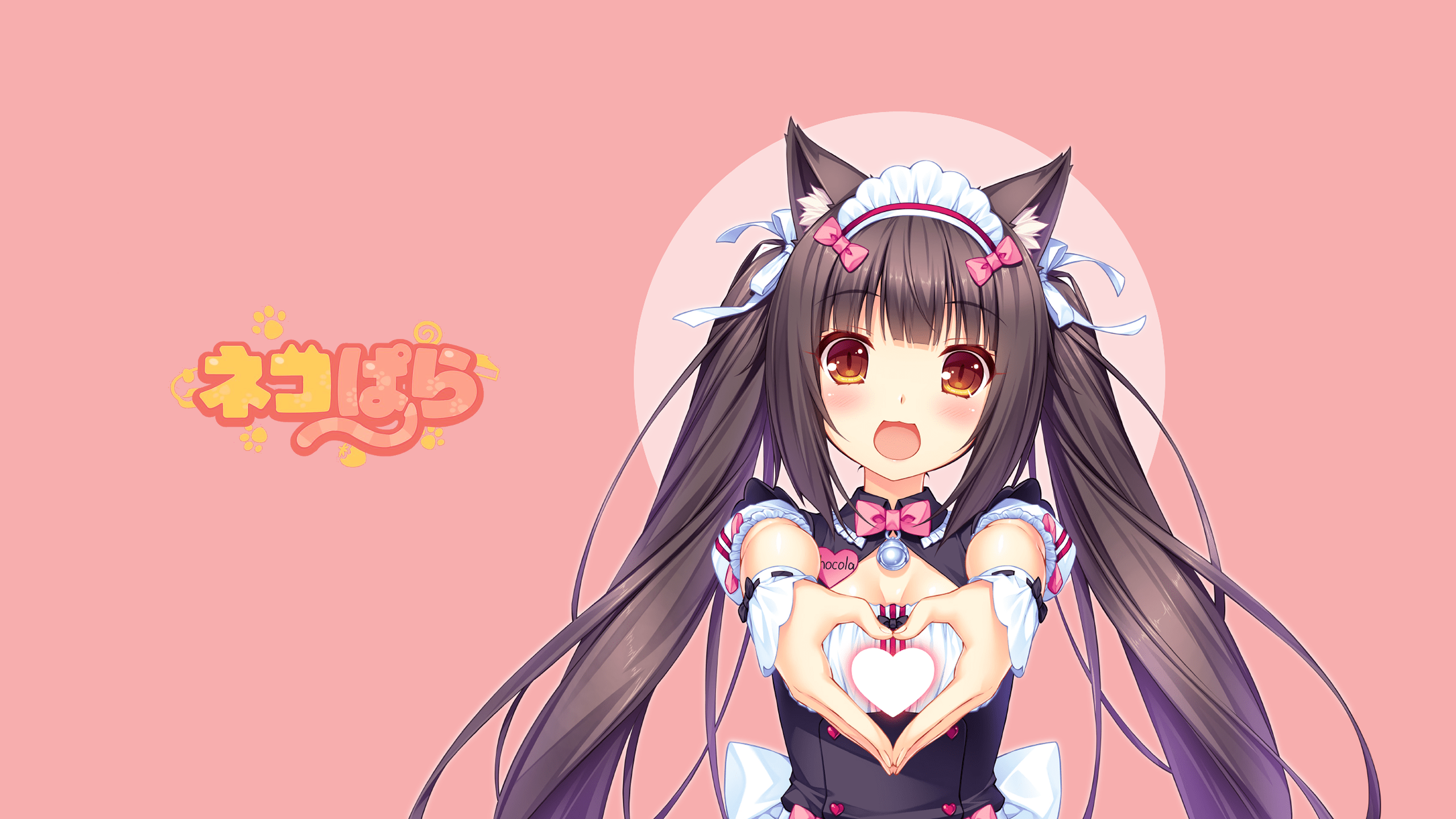 Neko Para Neko Ears Anime Girls Anime Games Cat Girl Heart Maid 2560x1440