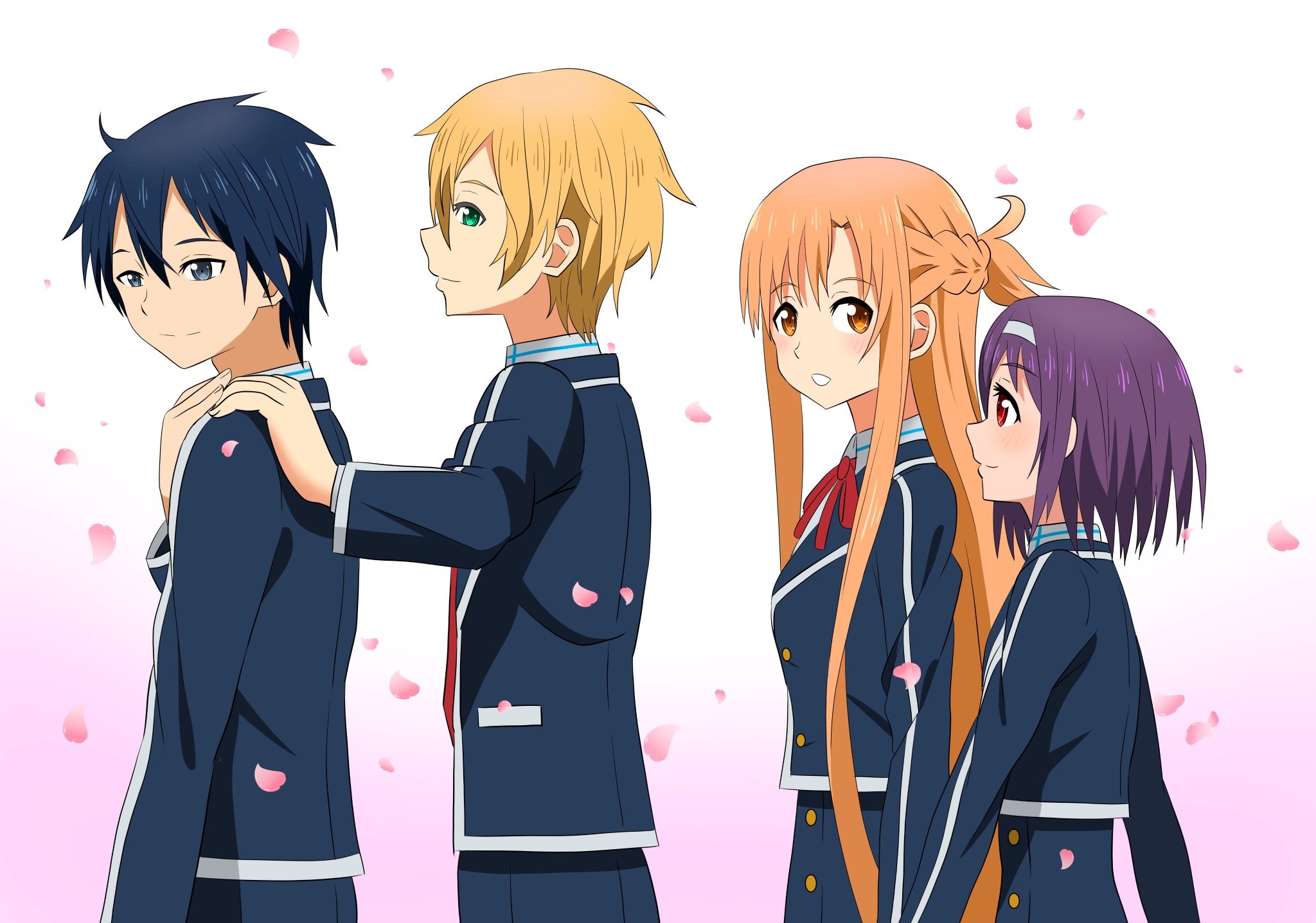 Asuna Yuuki Eugeo Sword Art Online Kazuto Kirigaya Kirito Sword Art Online Yuuki Konno 2048x1437