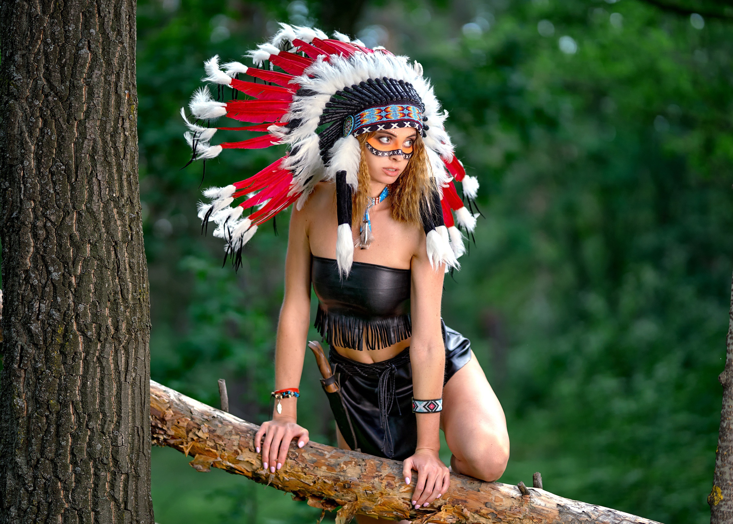 Girl Headdress Model Native American Woman 2400x1715
