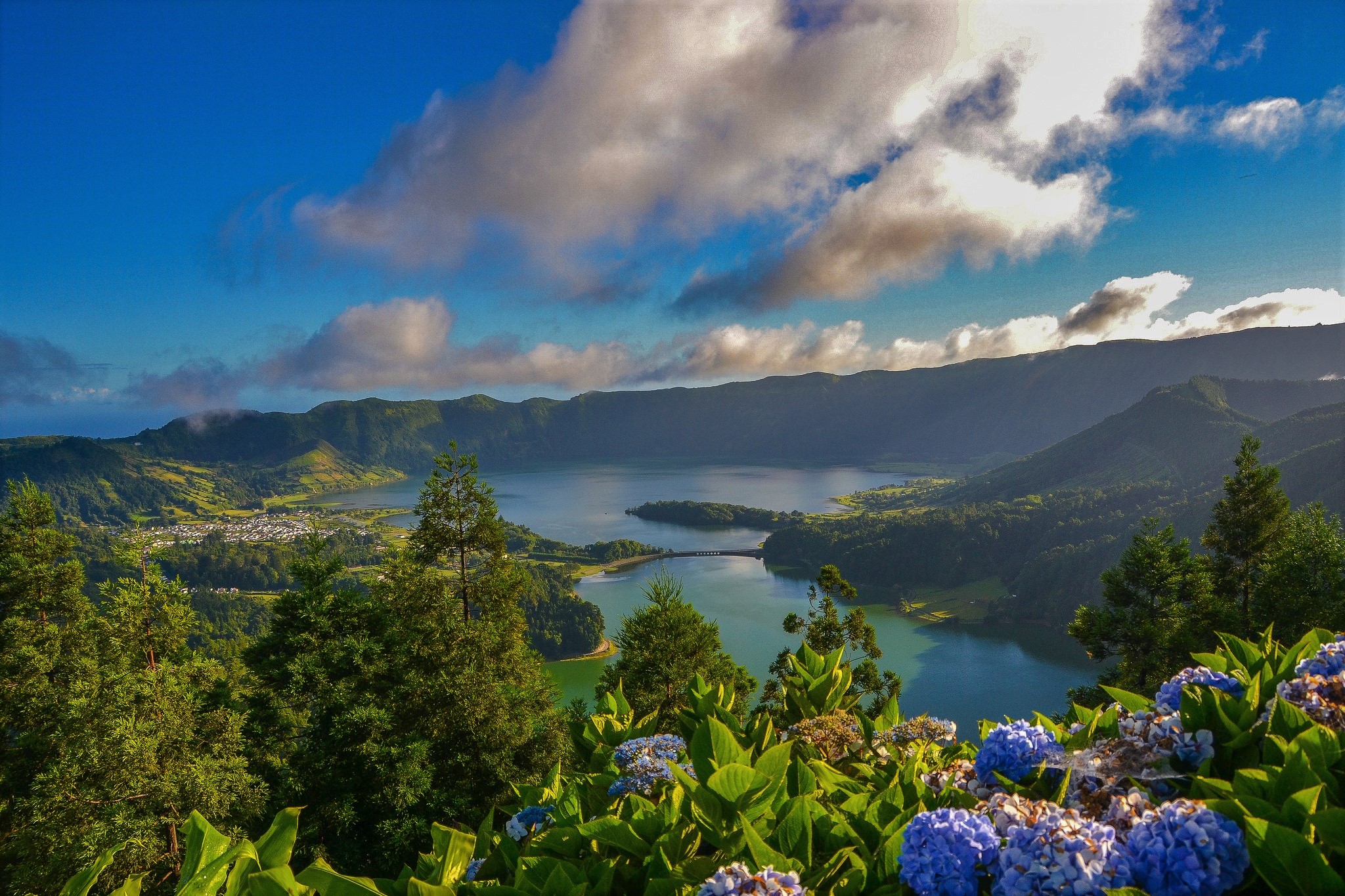 Azores City Flower Forest Lake Landscape Mountain Portugal 2048x1365