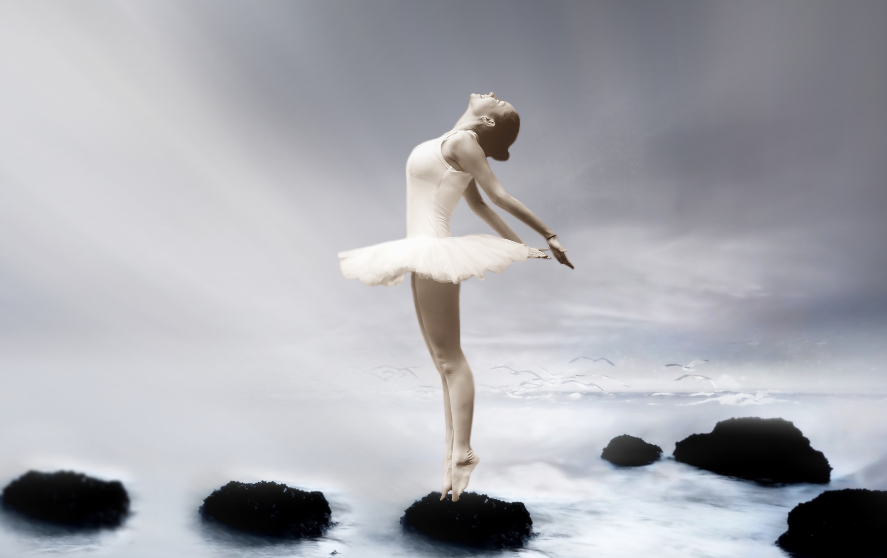 Ballet Dancing Dress Girl Rock Water Woman 3598x2264