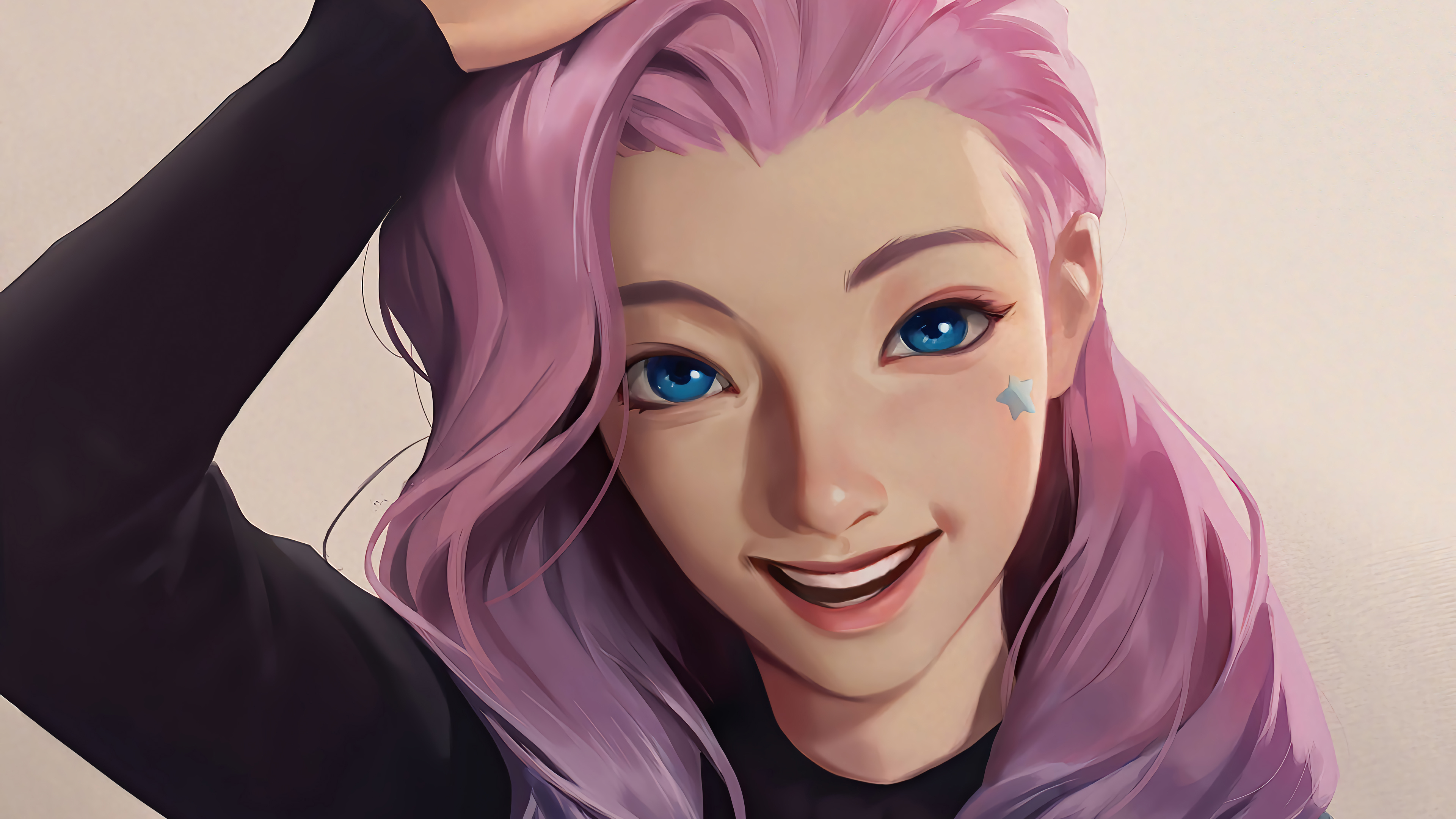 Seraphine League Of Legends Seraphine League Of Legends Pink Hair Blue Eyes Icon Looking At Viewer 3840x2160