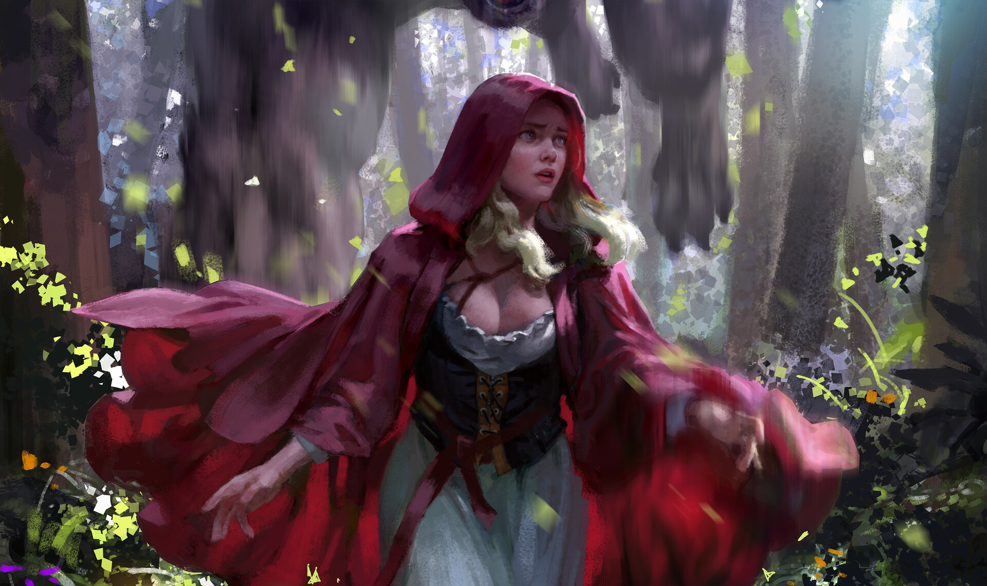Fantasy Art Fantasy Girl Little Red Riding Hood Cape Creature ArtStation 1920x1140