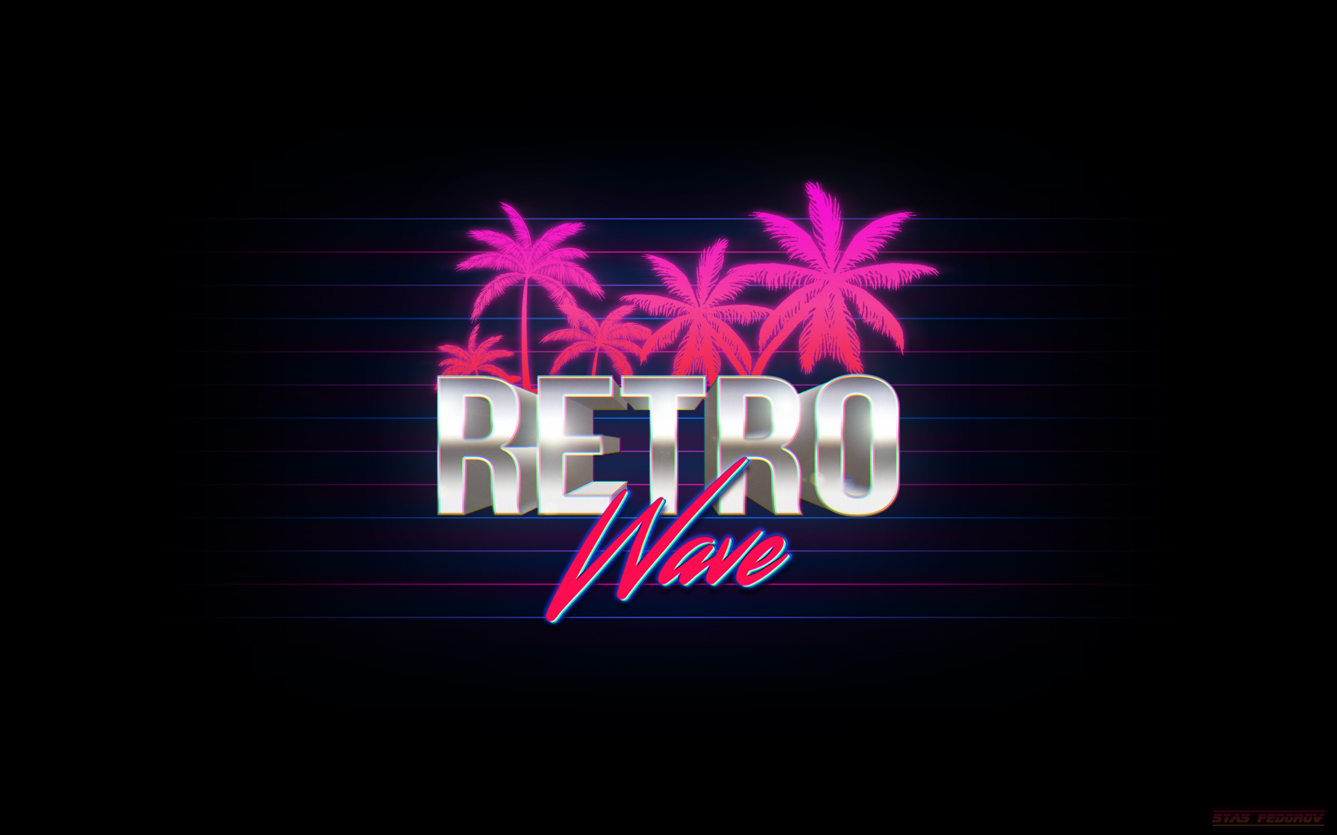 Illustration Neon Synthwave Typography 1920x1200