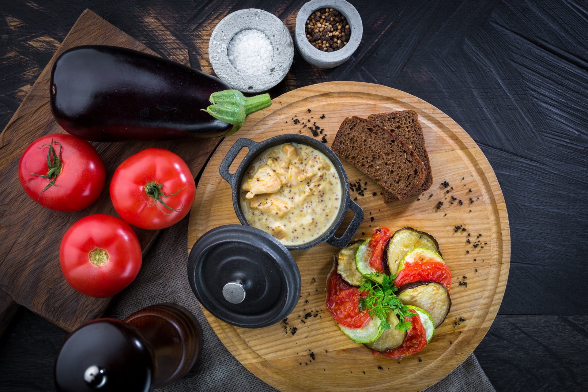 Eggplant Still Life Tomato 1920x1280