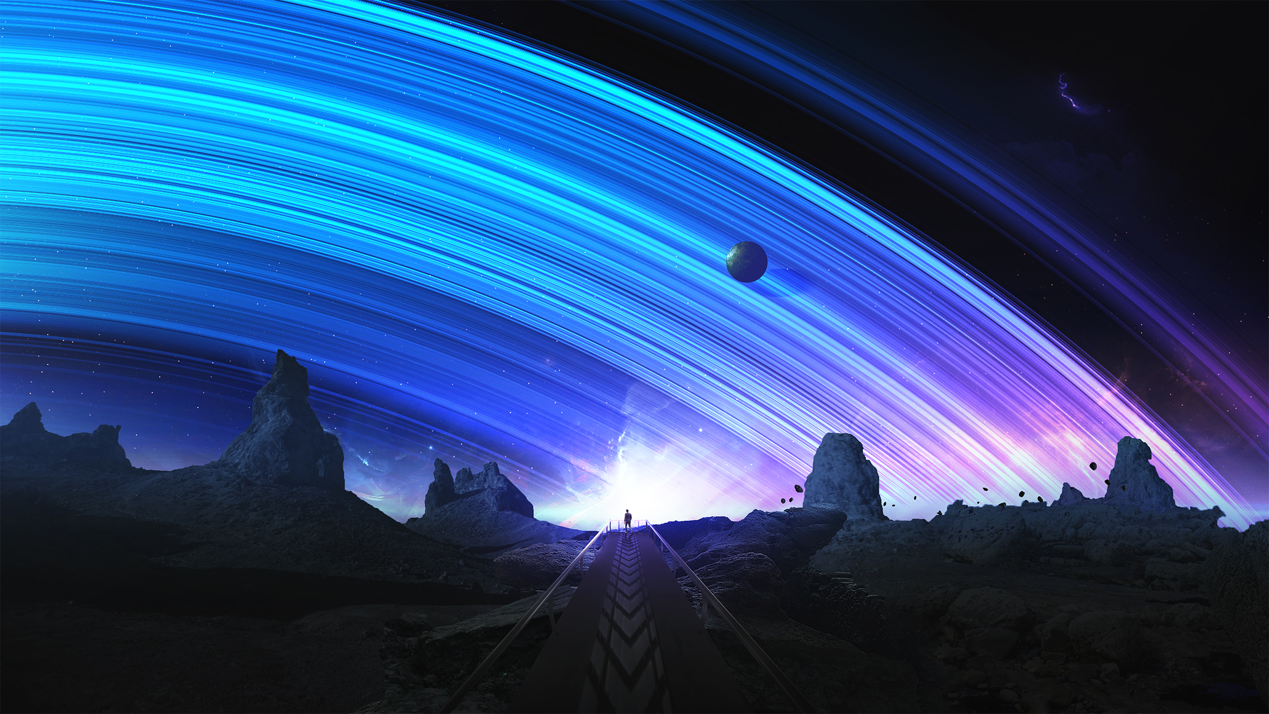Digital Art T1na Space Stars Planetary Rings 2560x1440