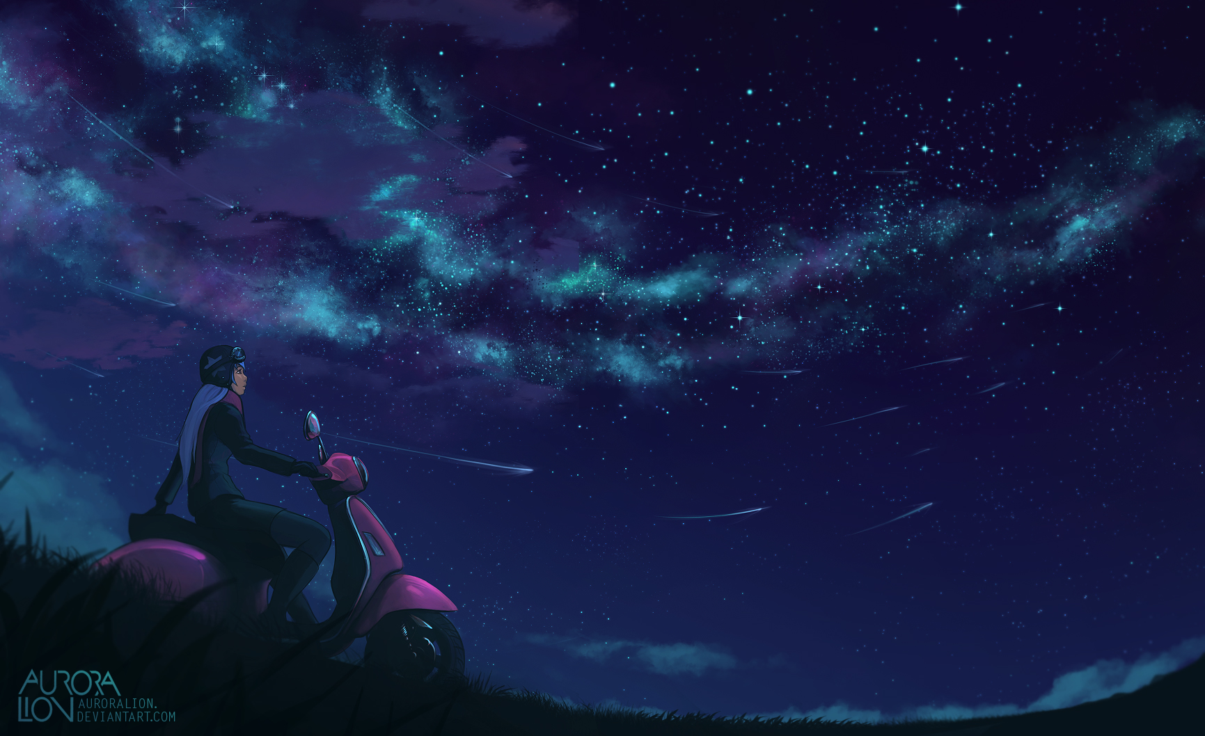 Aurora Australis Boy Comet Night Sky Vespa 1731x1058
