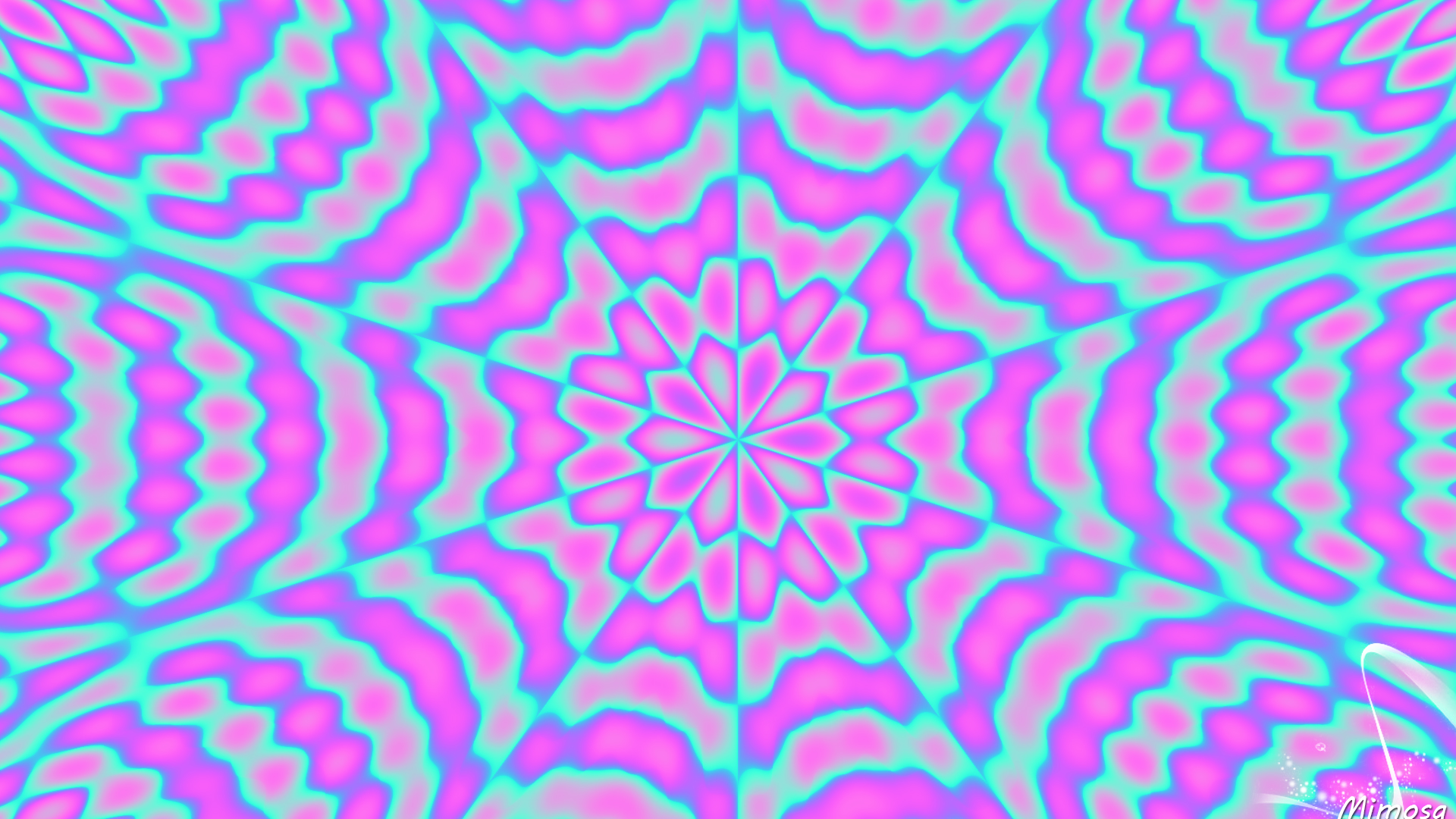 Abstract Artistic Blue Colors Digital Art Kaleidoscope Pattern Pink 1920x1080