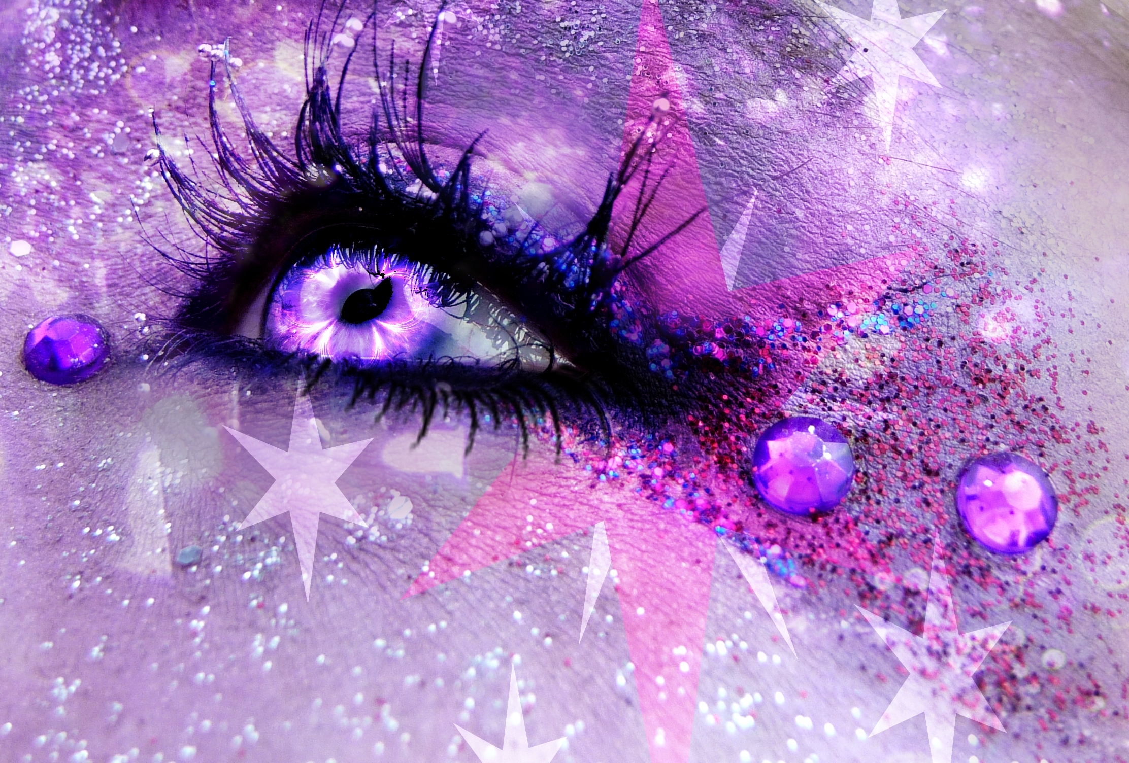 Artistic Eye Glitter Jewelry Makeup Purple Sparkles Star 2224x1504