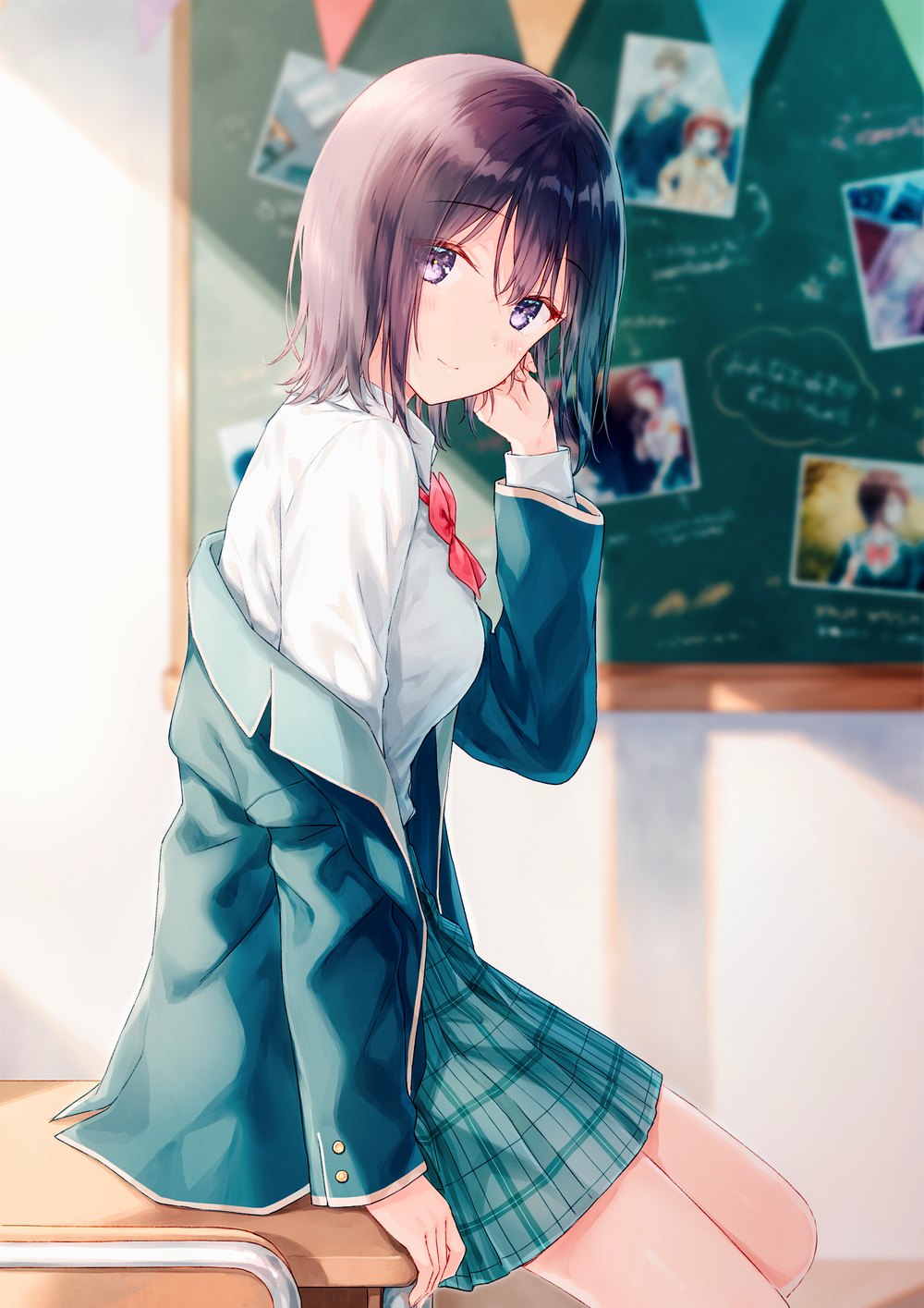 Anime Anime Girls Digital Art Artwork 2D Portrait Display Vertical Hiten School Uniform Short Hair P 1000x1415