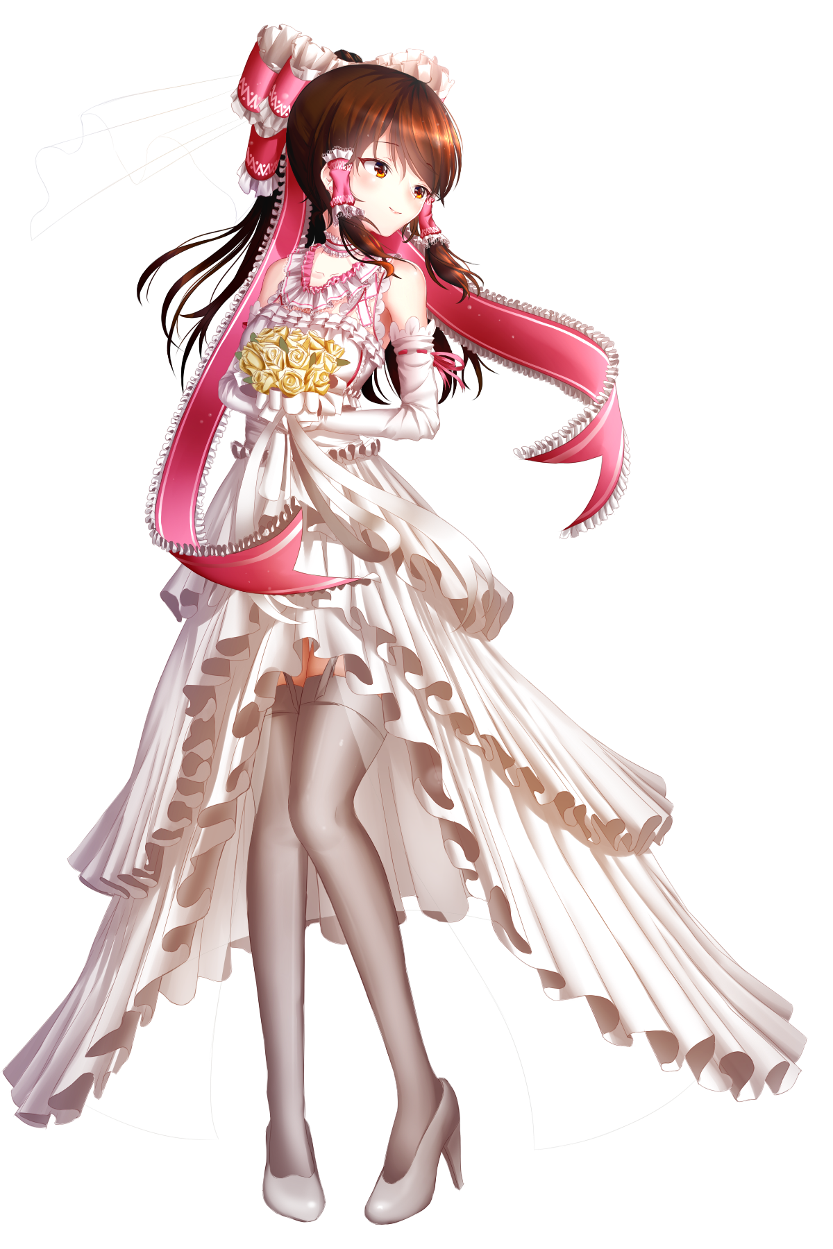 Anime Girls Touhou Hakurei Reimu Crazycola Wedding Dress Heels 1200x1800