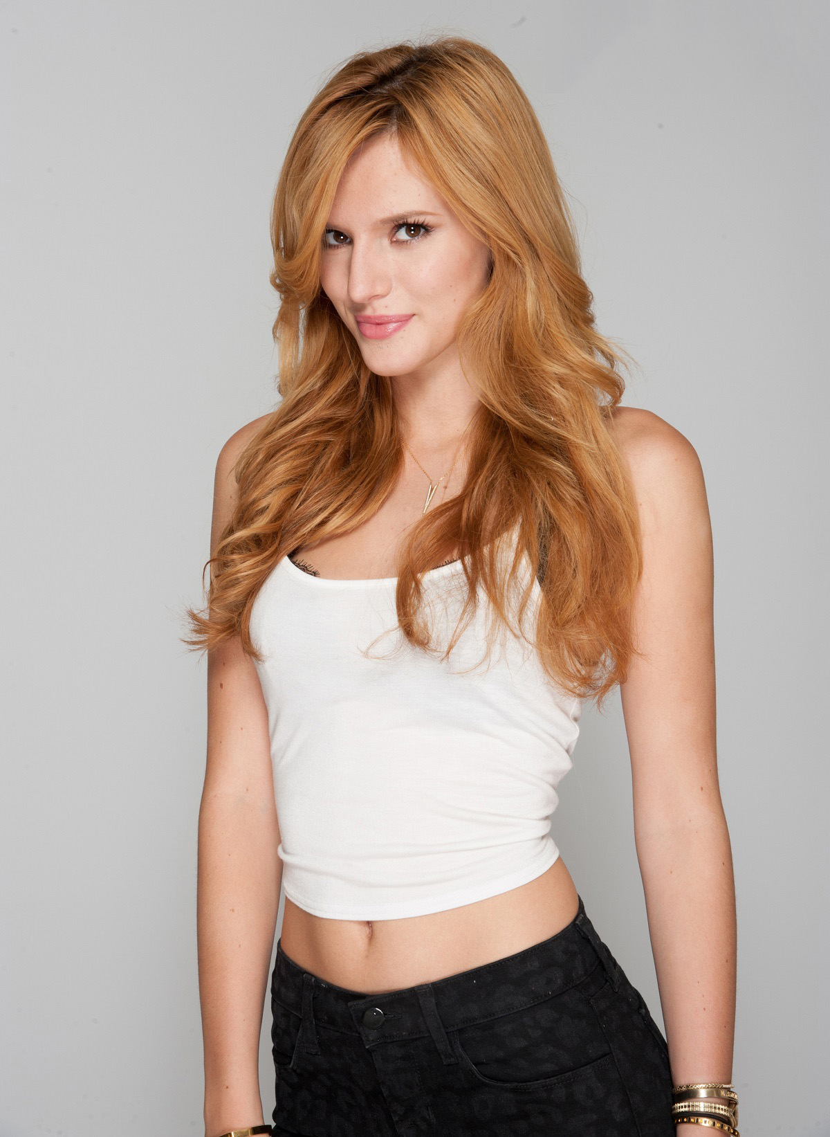 Bella Thorne Women Actress Redhead Long Hair Indoors Simple Background 1200x1643