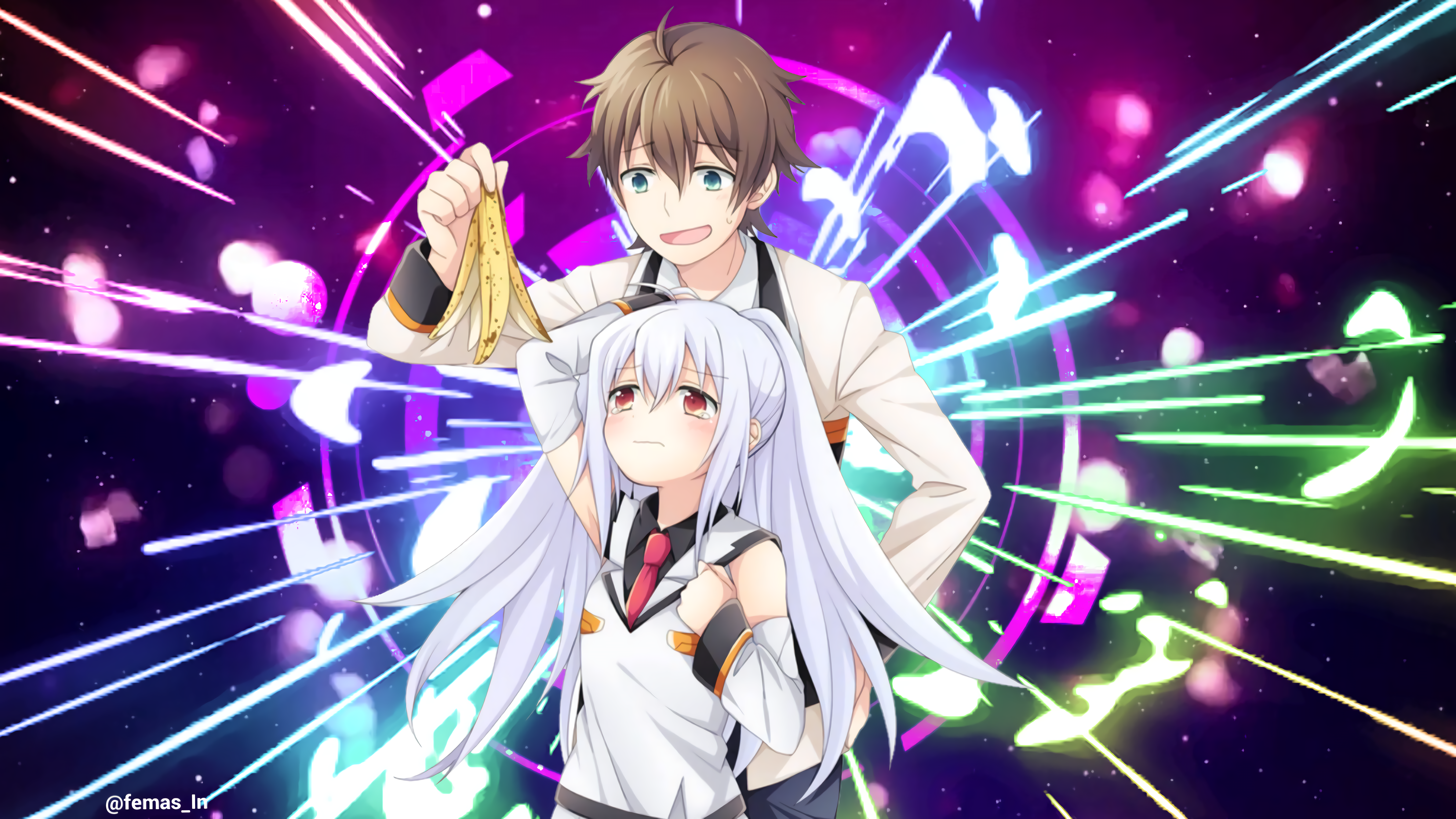 Plastic Memories Isla Anime Boys Anime Girls Colorful Open Mouth Red Eyes Tie 7680x4320