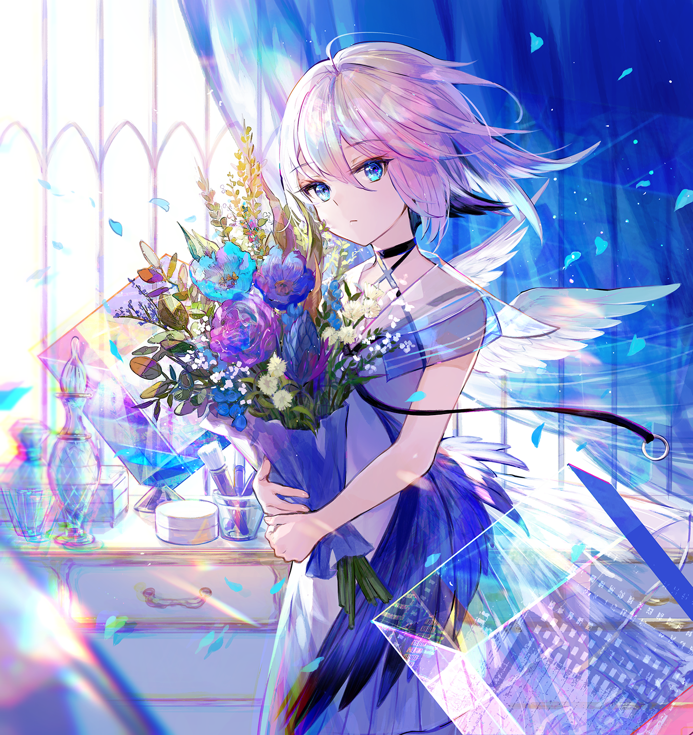 Anime Girls Anime Digital Art Artwork Portrait Display Vertical 2D Fuzichoco Flowers Dress Wings Sho 1415x1500