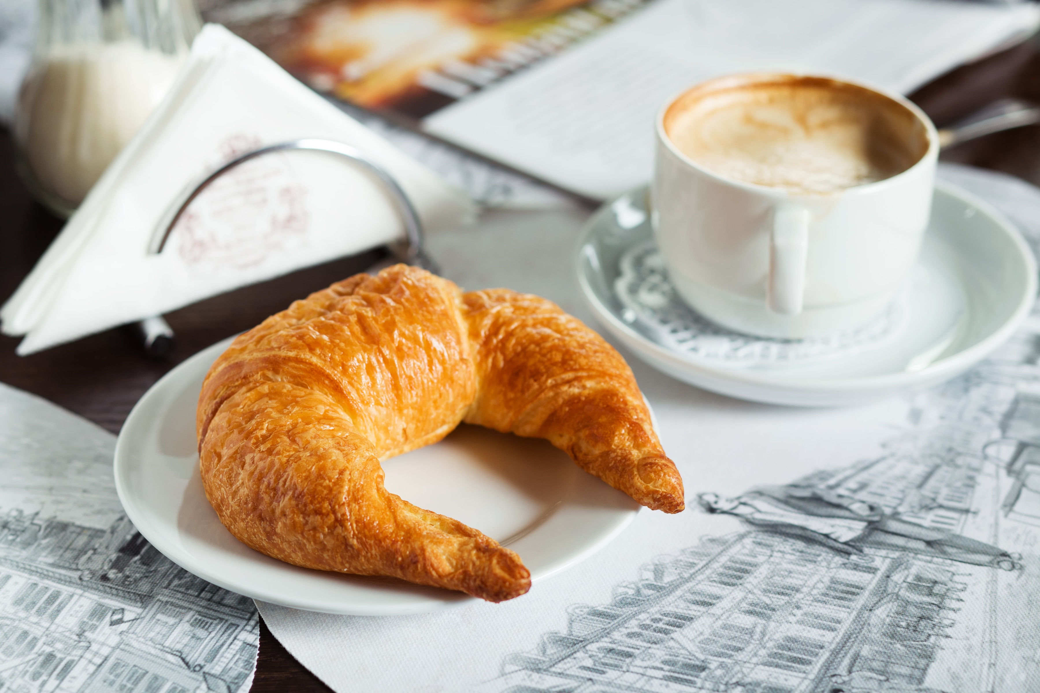 Coffee Croissant Cup Still Life Viennoiserie 3600x2400