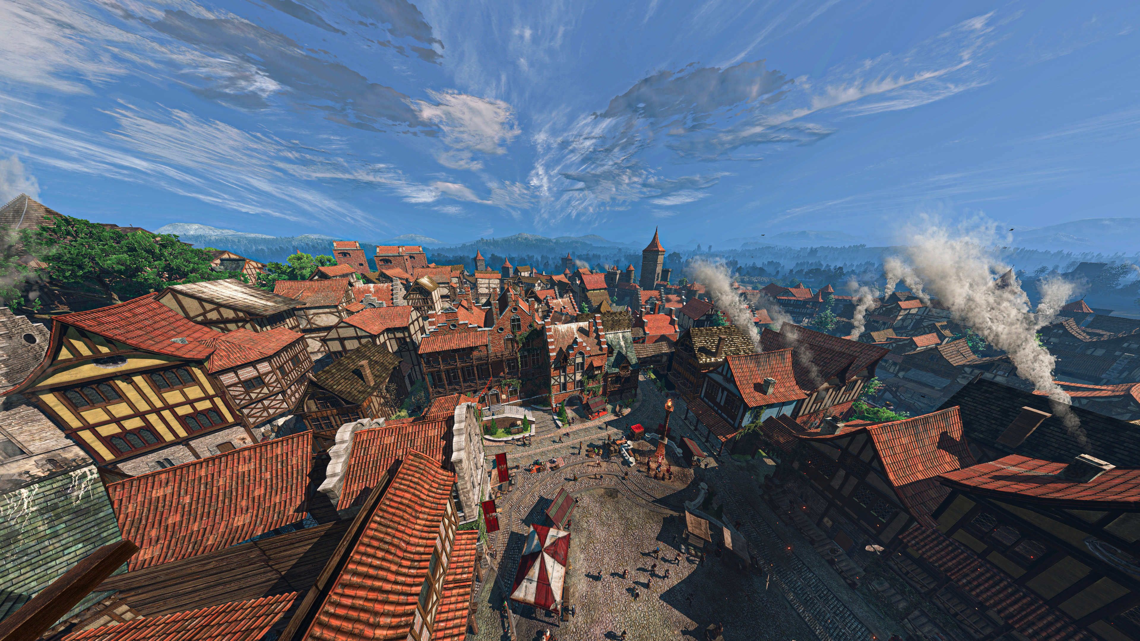The Witcher The Witcher 3 Wild Hunt Nilfgaard Novigrad Video Games Rooftops 3840x2160