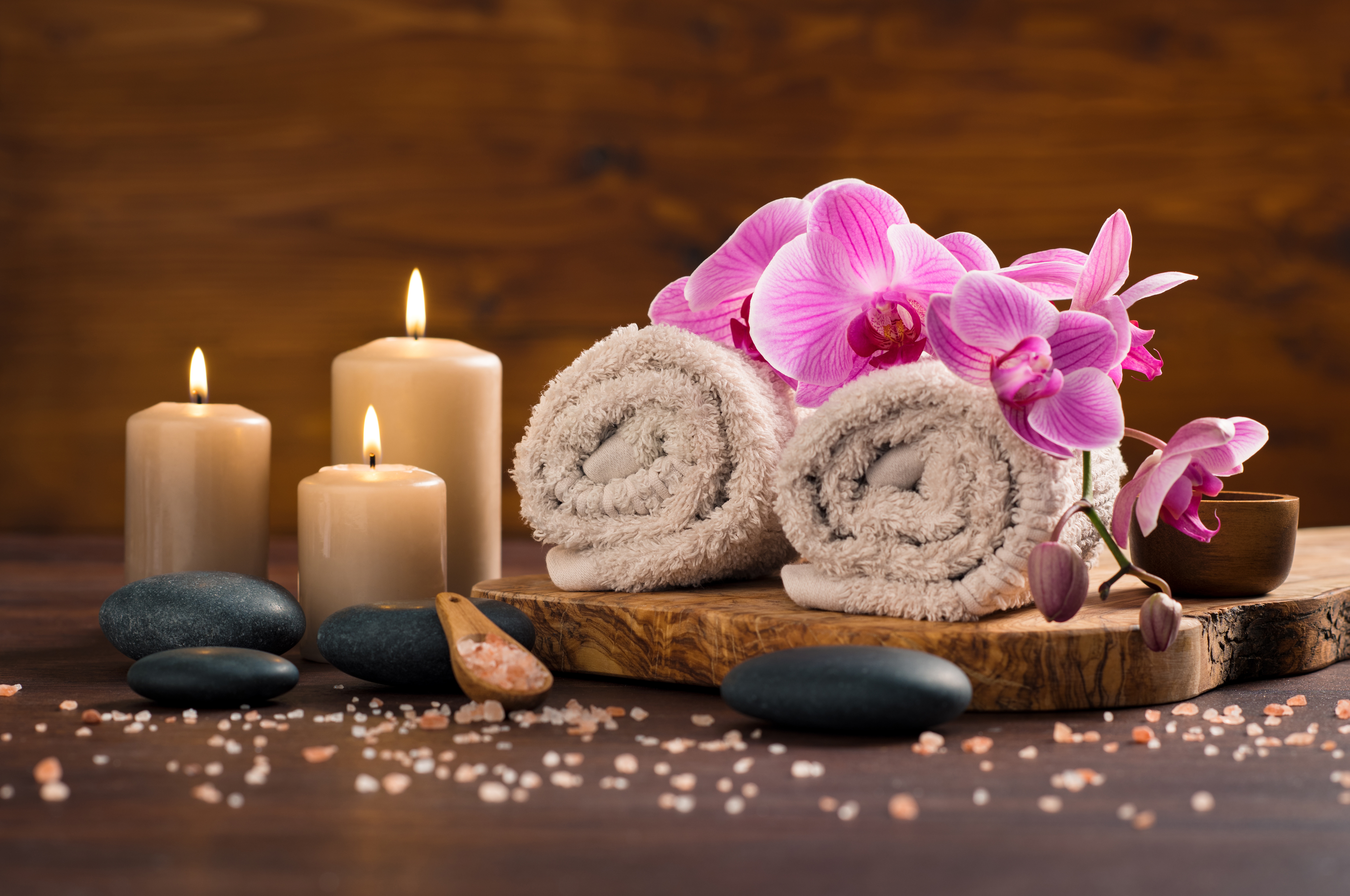 Candle Flower Orchid Pink Flower Spa Towel 9000x5977
