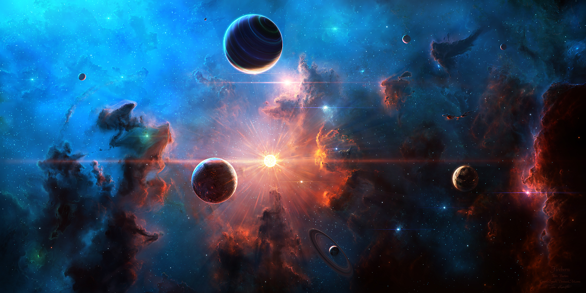 Nebula Planet Space Stars 2000x1000