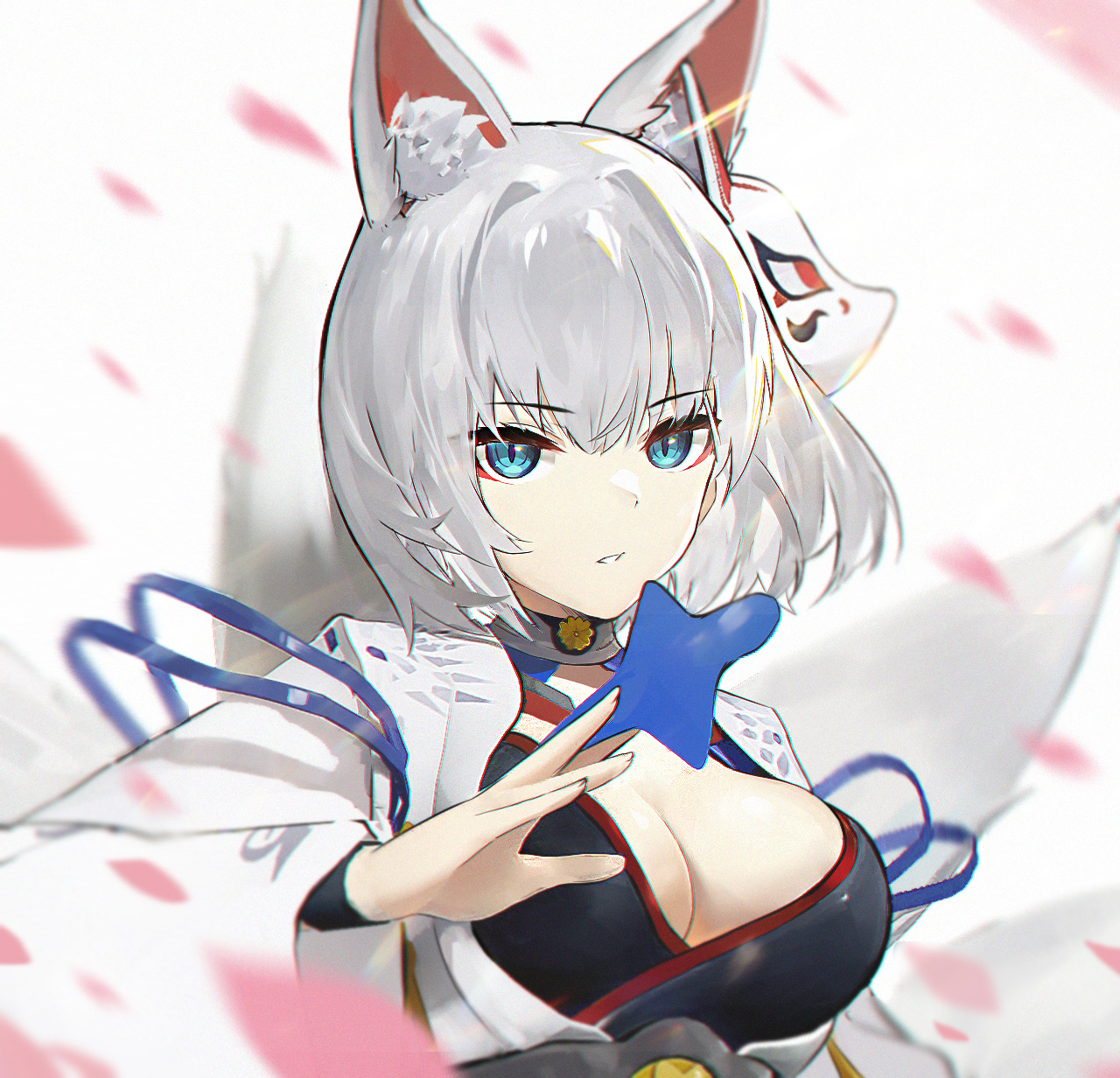 Portrait Display BanXuan C2KA Anime Girls Azur Lane Kaga Azur Lane Animal Ears Tail Fox Girl Mask Si 1280x1232