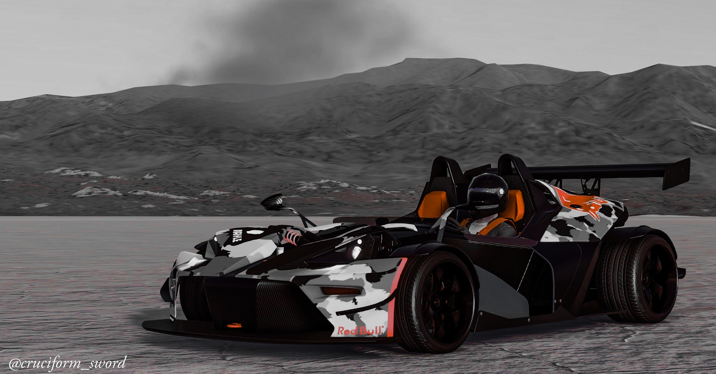 In Game The Crew 2 KTM X Bow Vehicle Screen Shot Games Posters Video Games Photography Monochrome 2359x1235